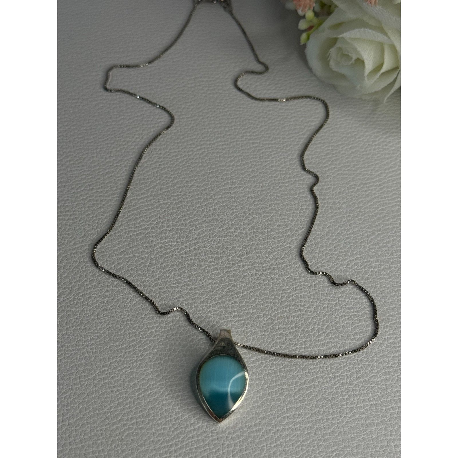 Jewelry 925 STERLING SILVER LARIMAR NECKLACE LENGTH 18 INCH Size ONE SIZE - 1 Thumbnail