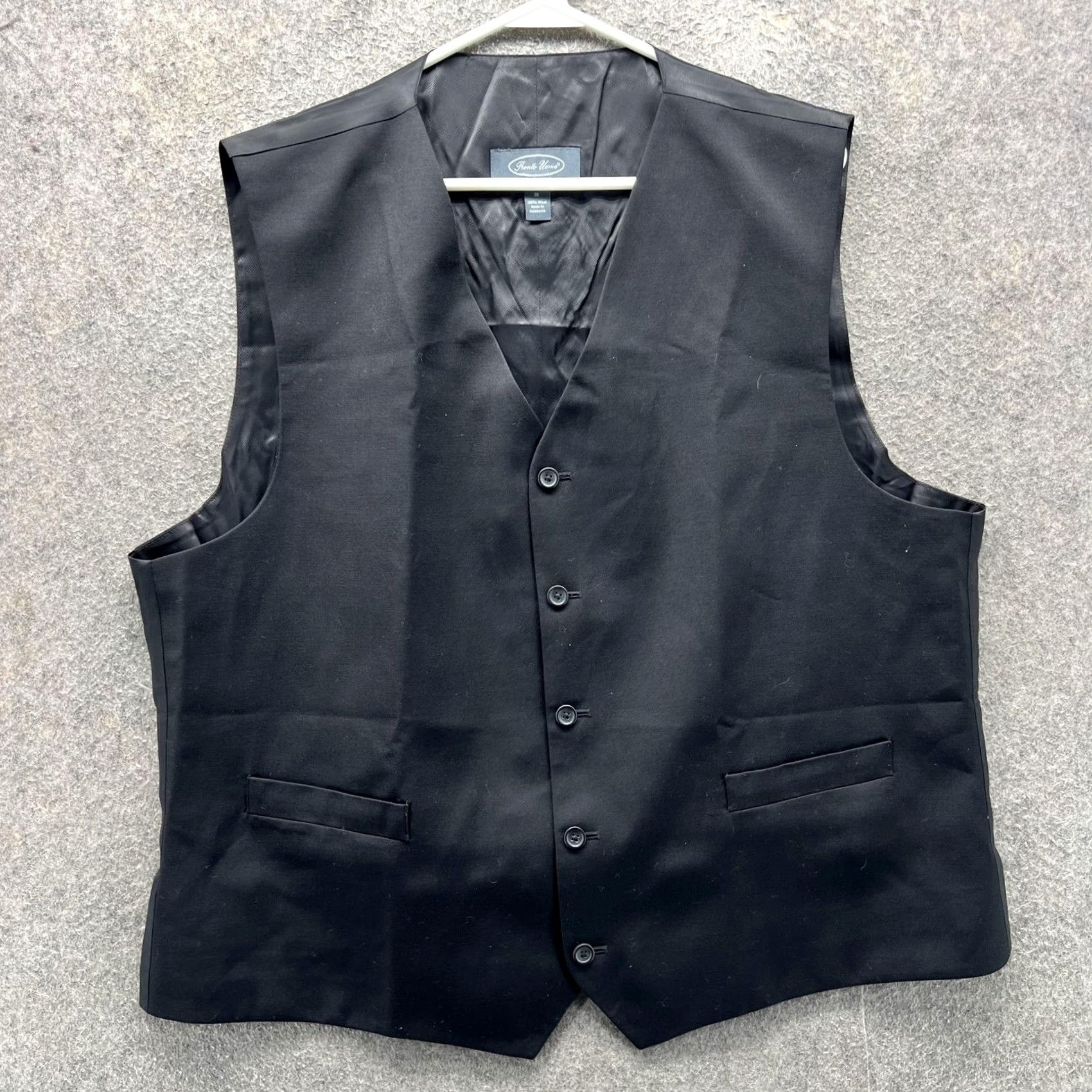 Pronto Uomo Pronto Uomo Vest Mens 3X Black 100% Wool Suit Waistcoat Formal Business Wedding Vest Size US XXL / EU 58 / 5 - 7 Thumbnail