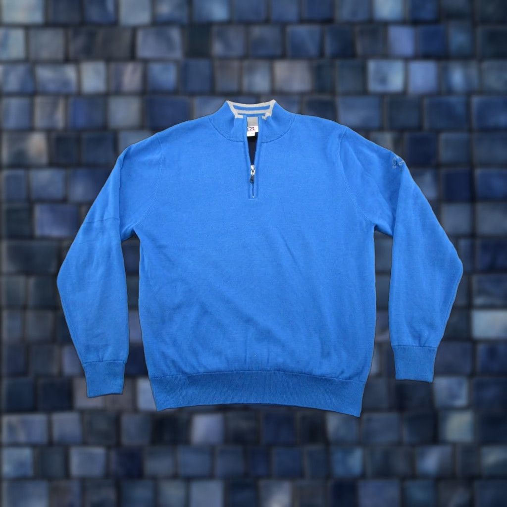 Cutter & Buck Cutter & Buck Pullover Mens XL Blue 1/4 Zip Mock Neck Golf Moisture Wicking Pockets Lined UV Protection Regular Casual Season: Spring Winter Size US XL / EU 56 / 4 - 1 Thumbnail