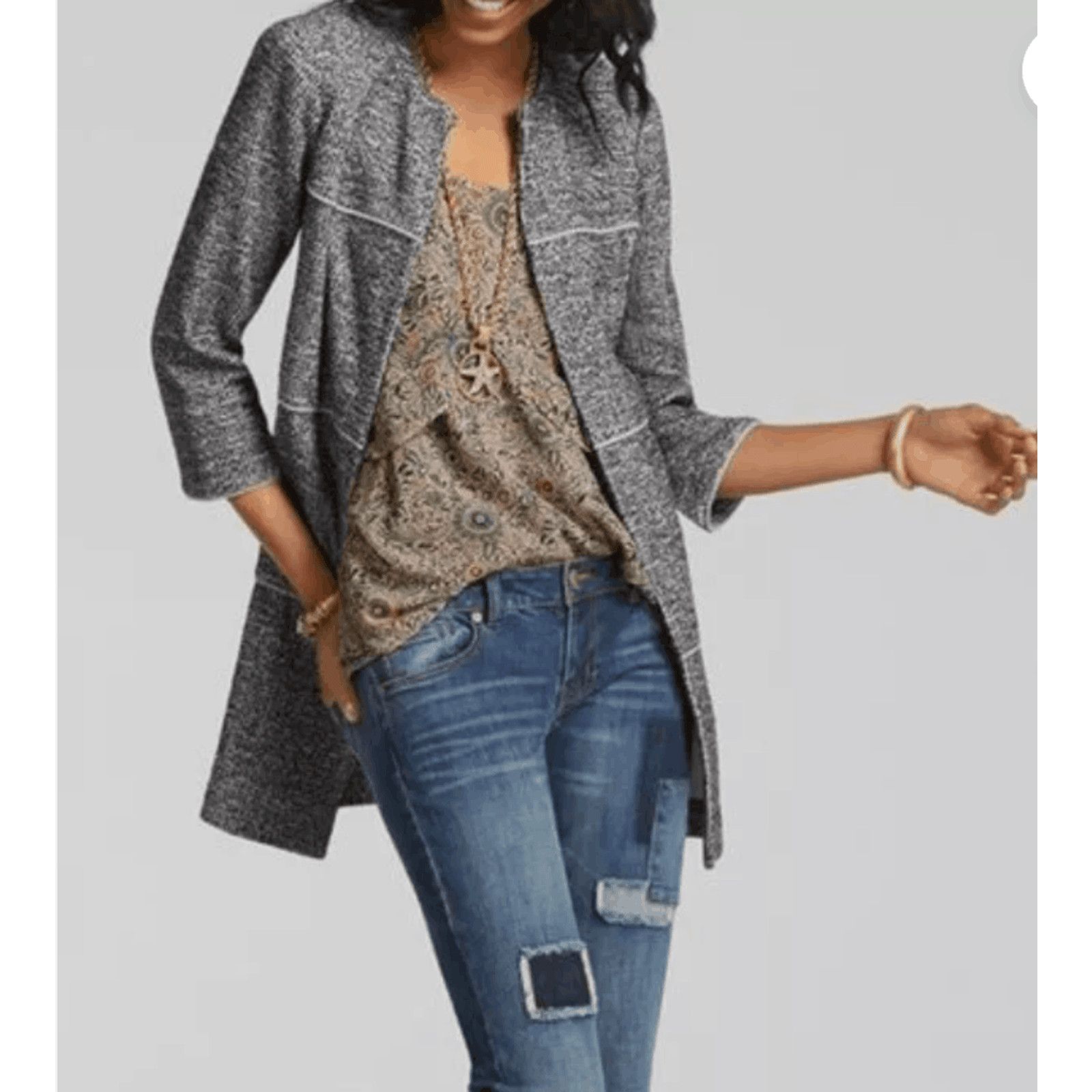Anthropologie CAbi Fall The Times Jacket, White Black Coat, Sz XS, MP $189 Size XS / US 0-2 / IT 36-38 - 8 Thumbnail