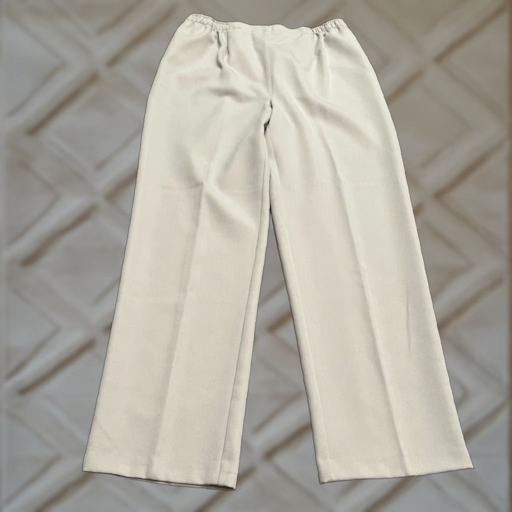 Vintage Draper's & Damon's Vintage 90s Y2K Dress Pants Womens 16 Beige Pull On Elastic Waist High Rise Flat Front Regular Size 38" / US 16 / IT 52 - 1 Thumbnail