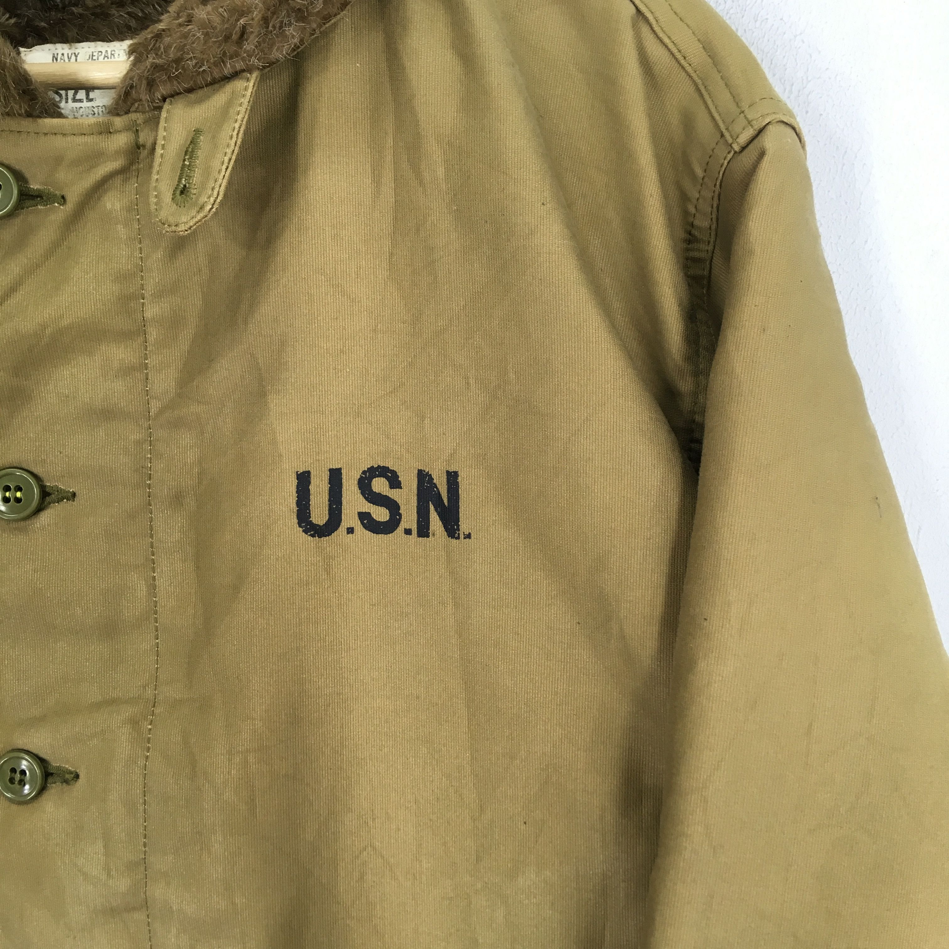 Japanese Brand Vintage 90's Houston Japan Faux Fur USN Navy Army Jacket Size US M / EU 48-50 / 2 - 6 Thumbnail