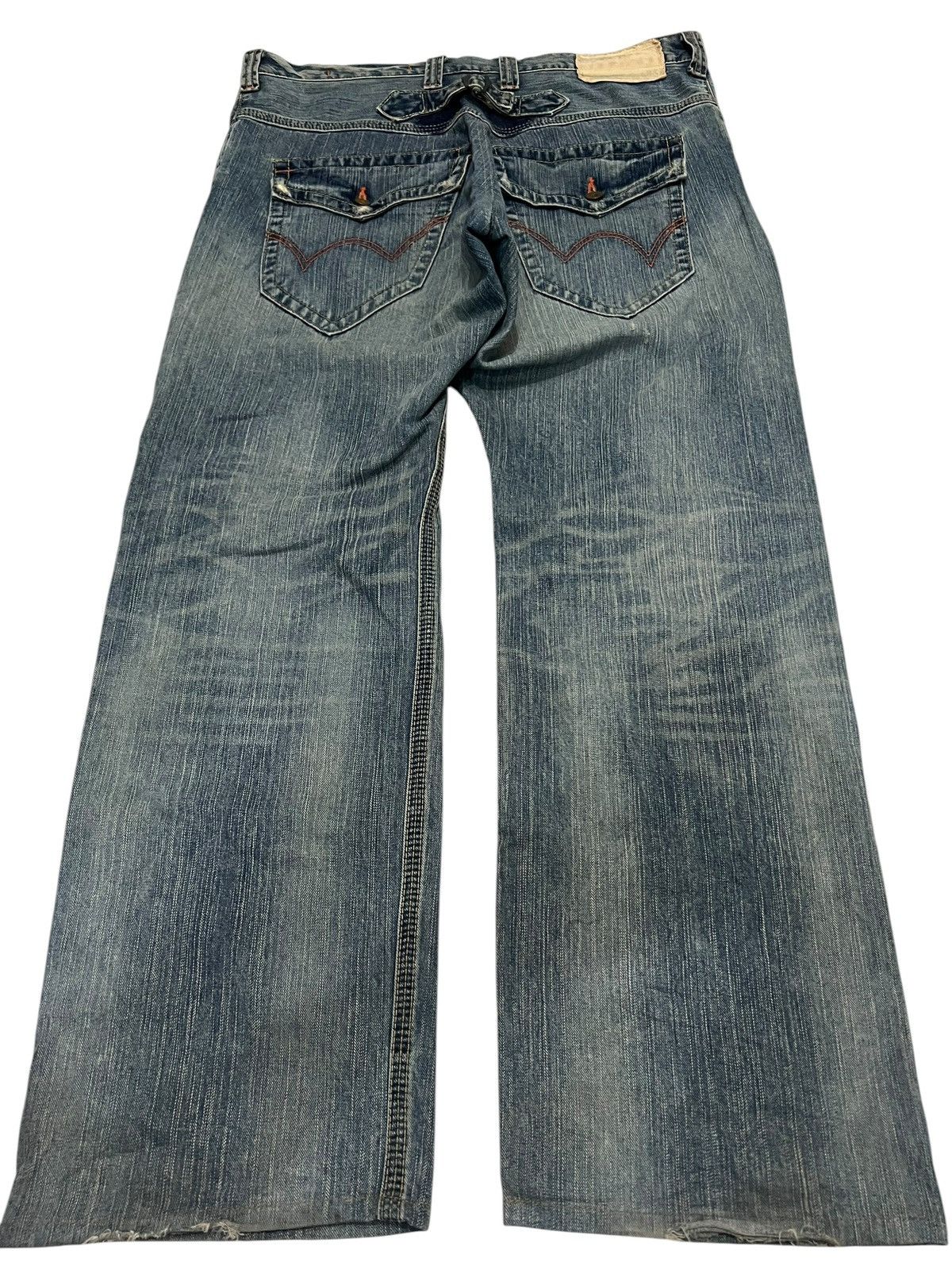 Edwin 💥Baggy💥Vintage Edwin XVS Faded Distress Backle Back Jean Size US 37 - 2 Thumbnail