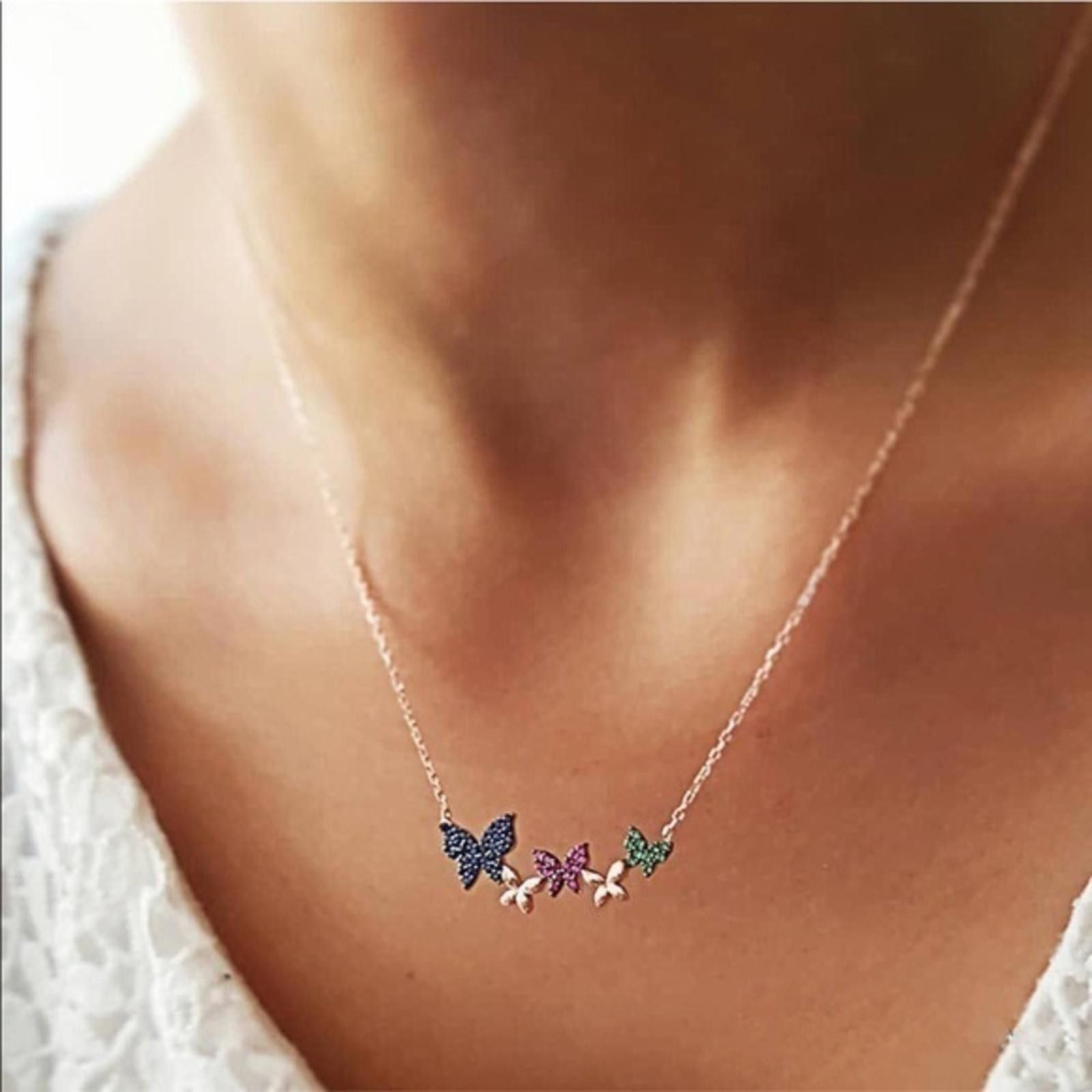 Designer Butterfly Crystal Pendant Necklace Size ONE SIZE - 2 Thumbnail