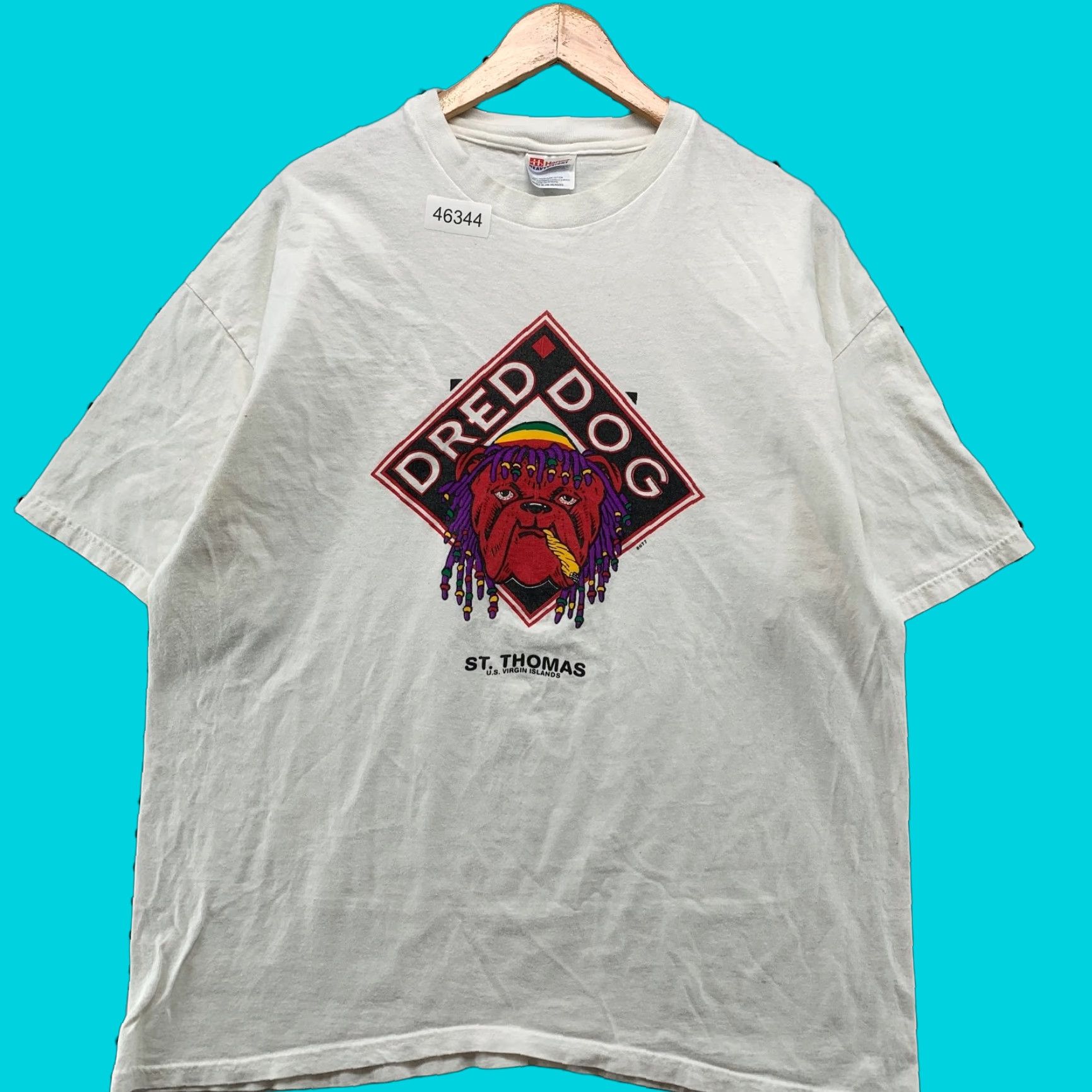 Hanes VINTAGE Hanes Shirt Mens XL White Red Dog Beer Rasta Parody Funny St Thomas Dog Size US XL / EU 56 / 4 - 1 Thumbnail