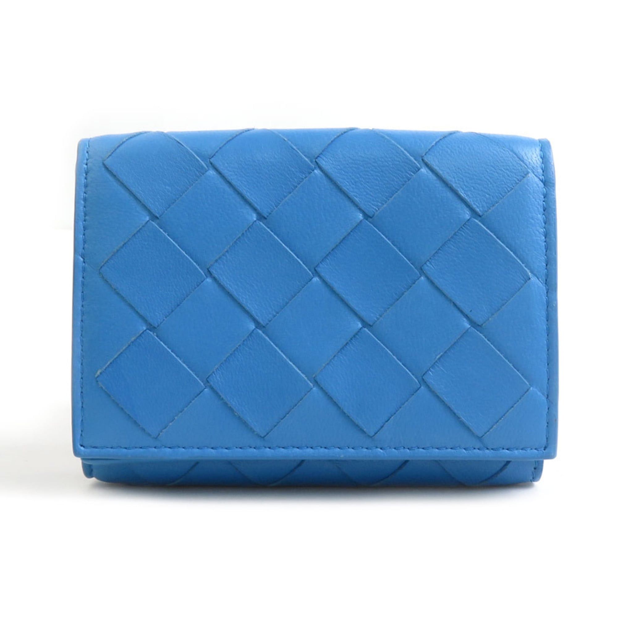 Bottega Veneta Bottega Veneta Tri-fold Wallet in Intrecciato Leather, Blue, Unisex, r10948g Size ONE SIZE - 1 Thumbnail