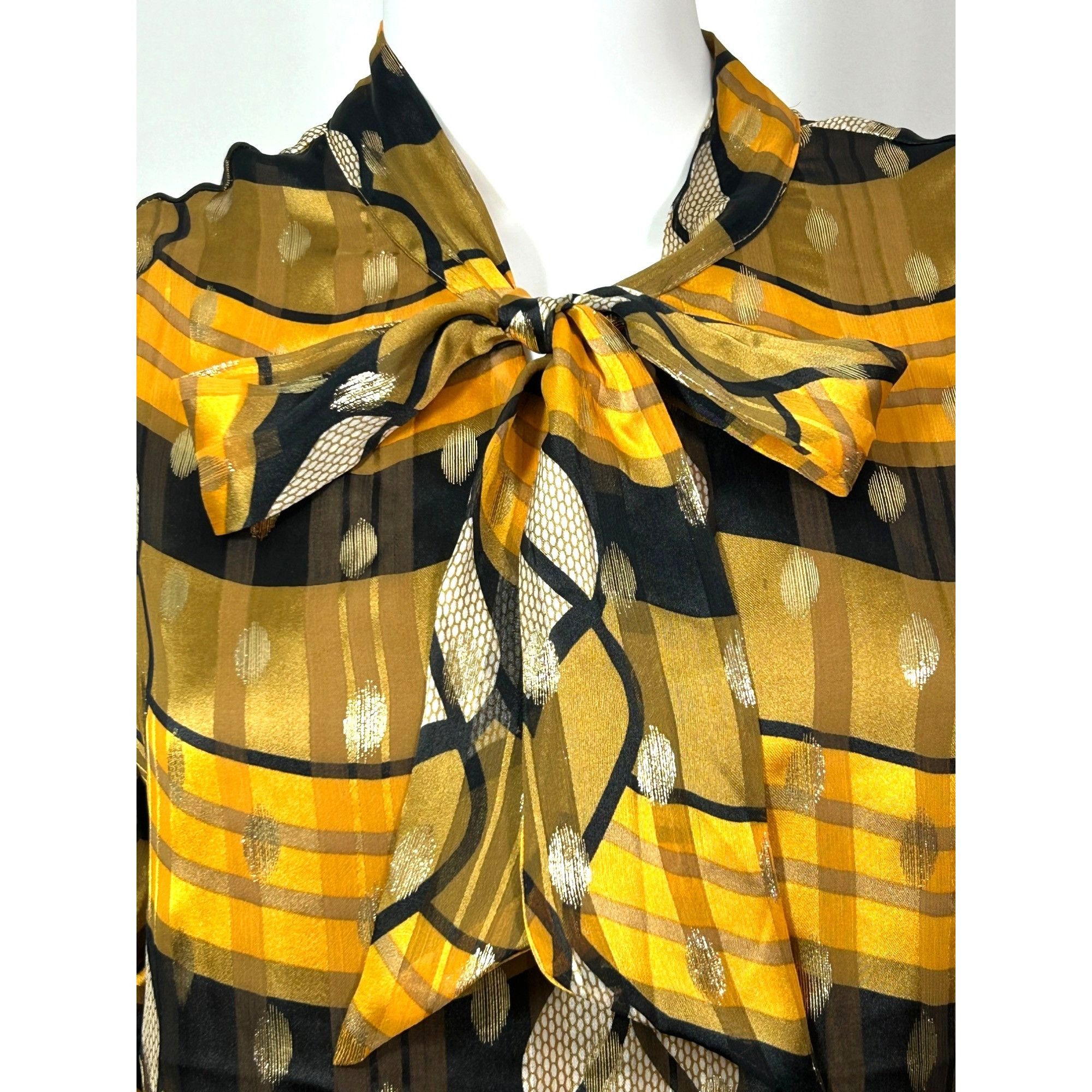 Joie Joie Blouse M Gold Yellow Orange Brown Long Puff Sleeve Ruff Size M / US 6-8 / IT 42-44 - 8 Thumbnail
