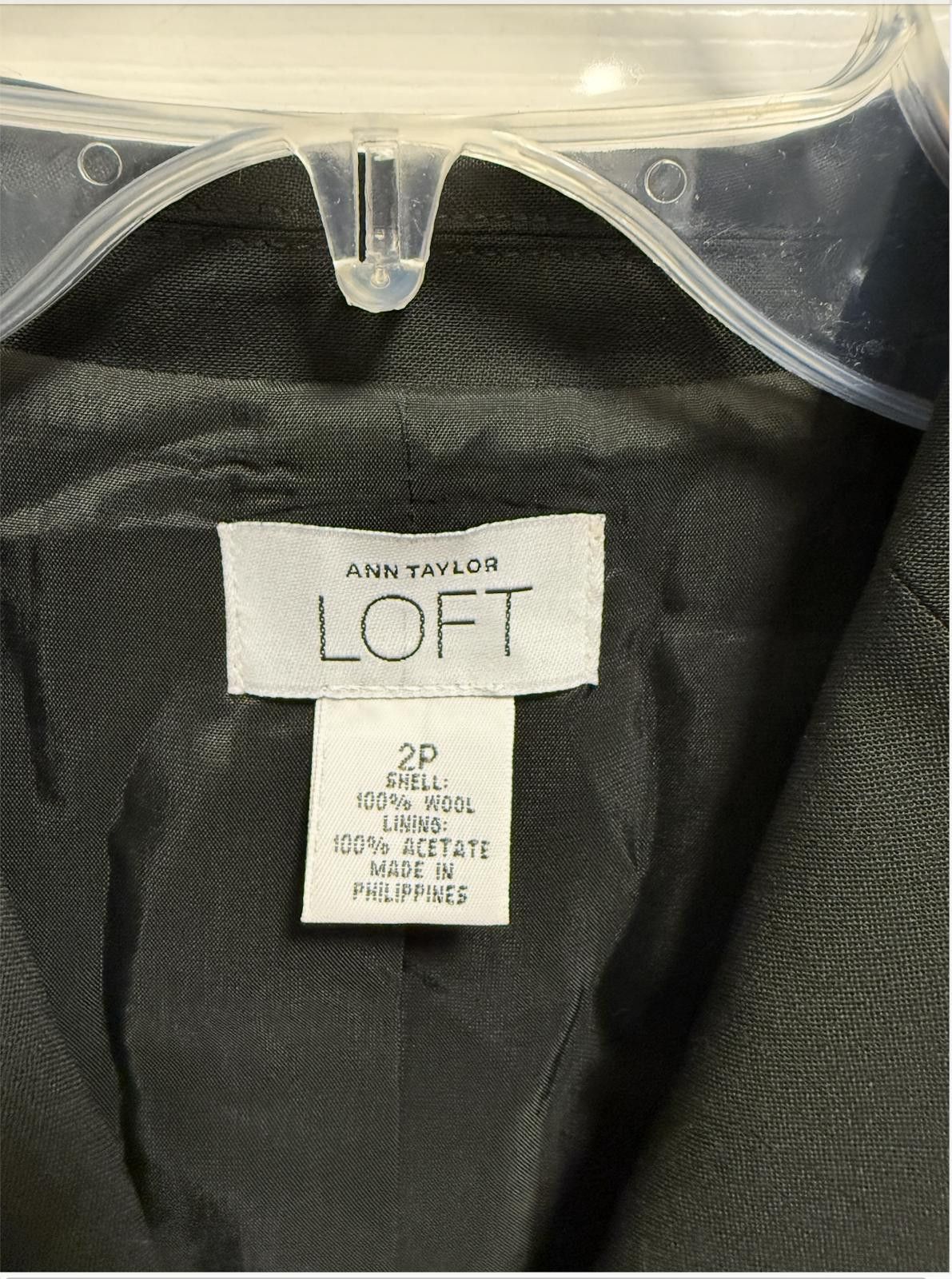 Designer Ann Taylor LOFT 100% Wool Black Long Blazer Coat 2P Size M / US 6-8 / IT 42-44 - 2 Thumbnail