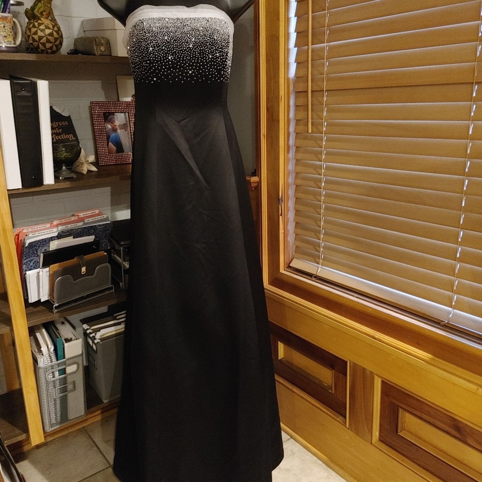 Other Black Satin Strapless Formal Dress with Beaded Bodice Size S / US 4 / IT 40 - 2 Thumbnail