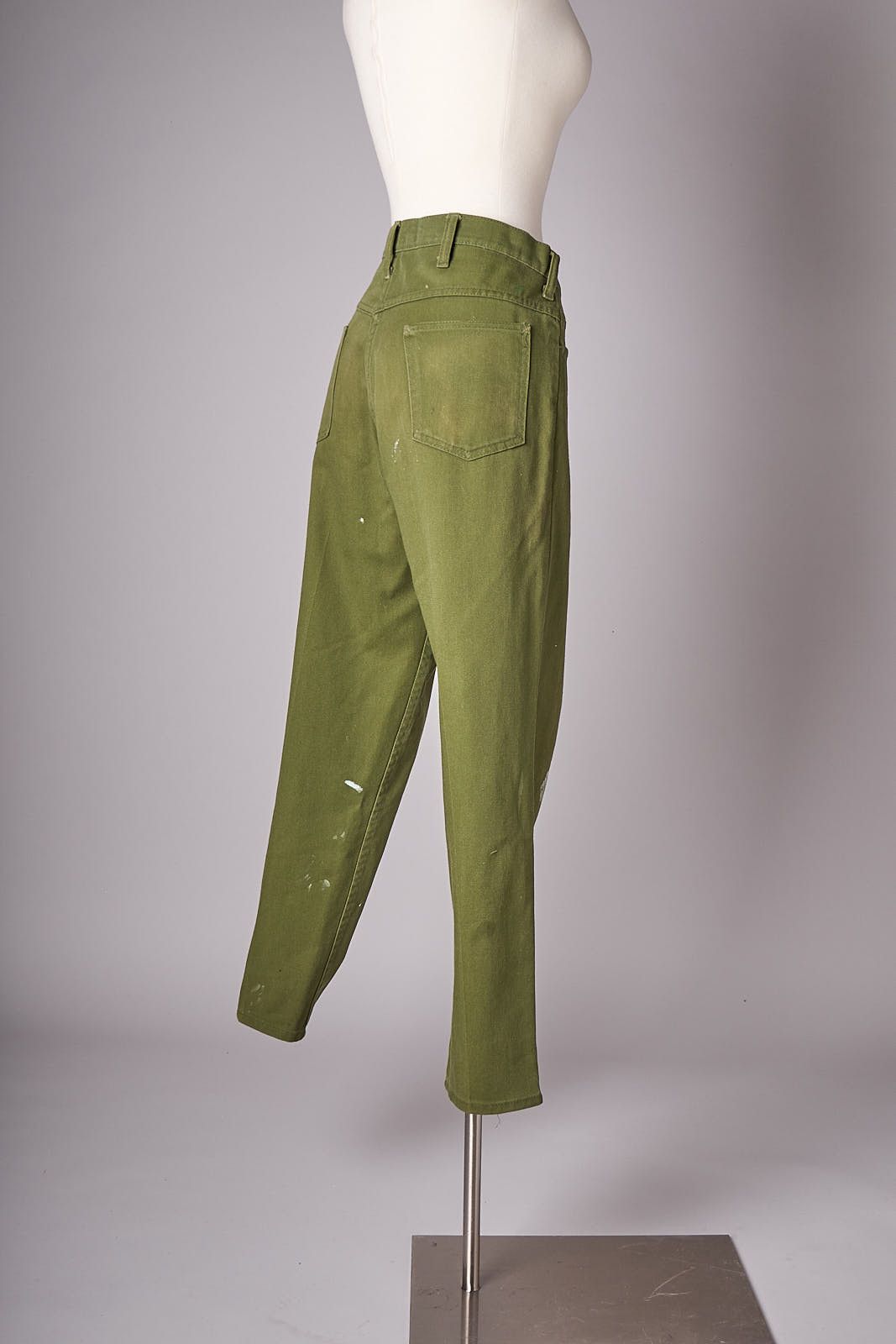 Vintage 1970s Green Trousers Paint Splatter Pants Military Size US 34 / EU 50 - 4 Thumbnail