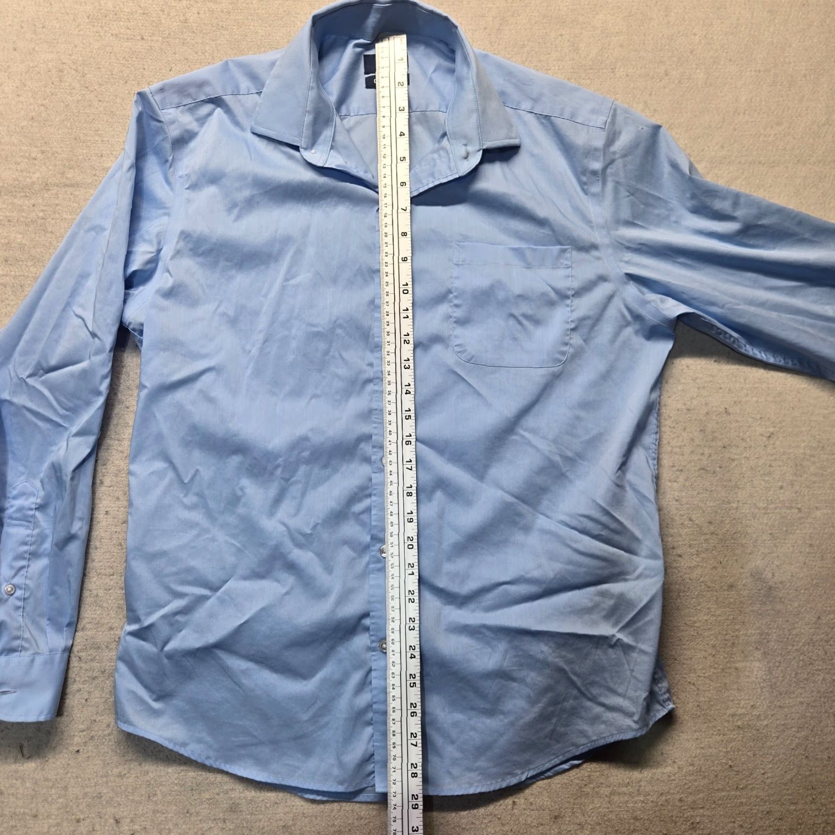 George George Solid Blue Long Sleeve Button-Up Shirt M Adult Mens Size M 38-40 Blue Shirt Size US M / EU 48-50 / 2 - 6 Thumbnail
