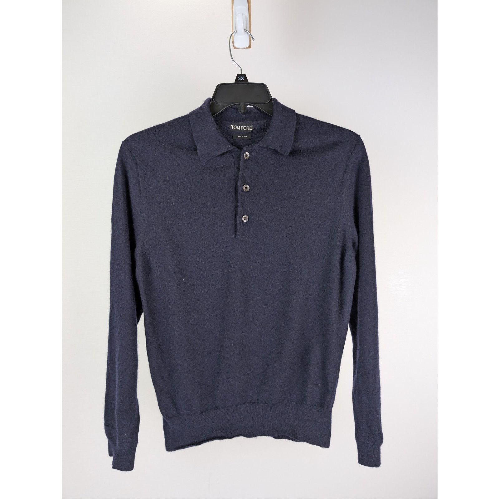 Tom Ford o1rshd1 CC20 Long Sleeve Polo Shirt in Navy Blue Size US L / EU 52-54 / 3 - 8 Thumbnail
