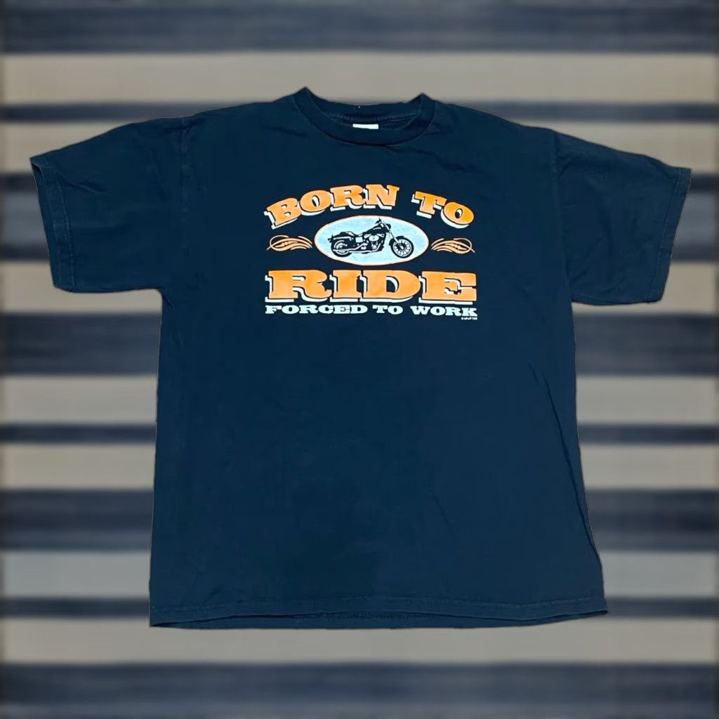 Delta Delta Pro Weight Men’s Born To Ride Forced To Work T-Shirt Large Black Short Sleeve Tee Size US L / EU 52-54 / 3 - 1 Thumbnail