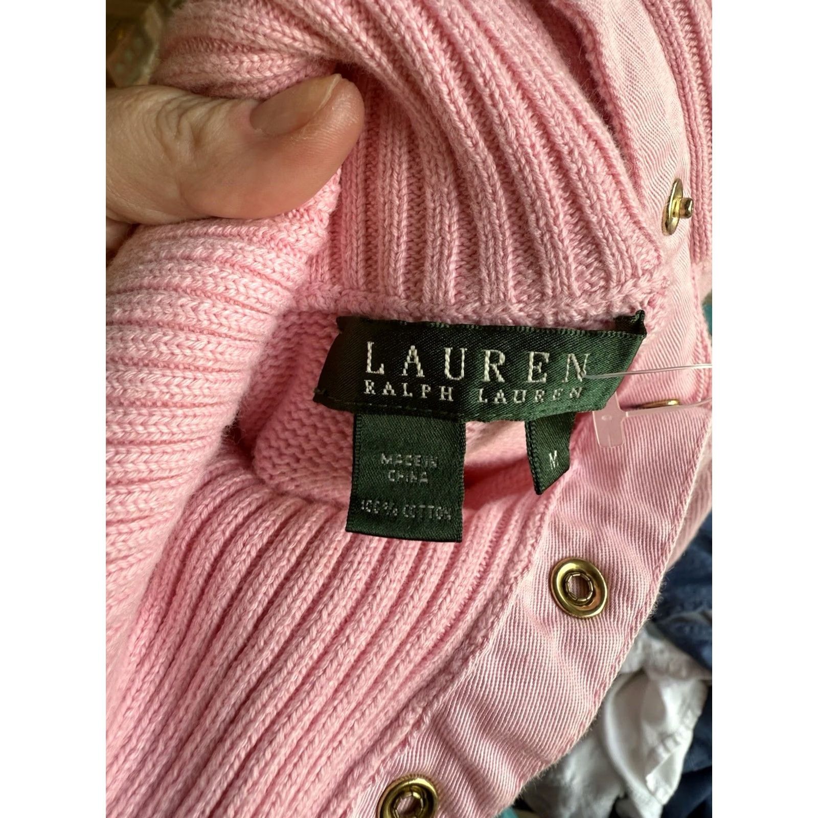 Ralph Lauren VINTAGE Lauren by Ralph Lauren Turtleneck Sweater Pink Gold Snap Buttons Medium Size M / US 6-8 / IT 42-44 - 7 Thumbnail