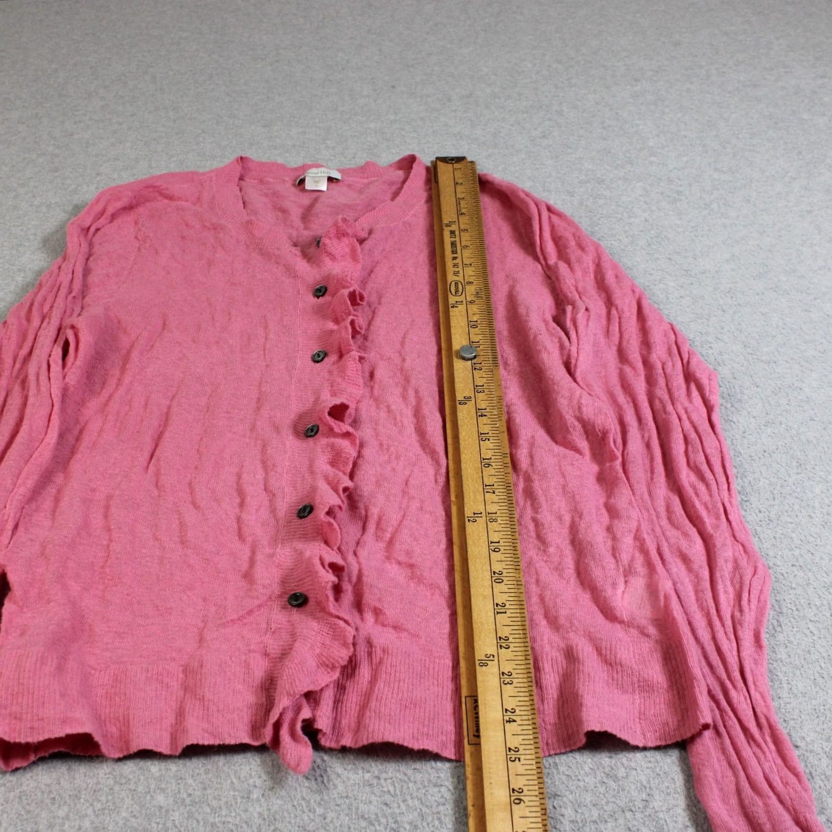 Vintage Garnet Hill Cardigan Women L Pink Lightweight Knit Button-Front V-Neck Ruffle Sleeve Casual Spring Size L / US 10 / IT 46 - 5 Thumbnail