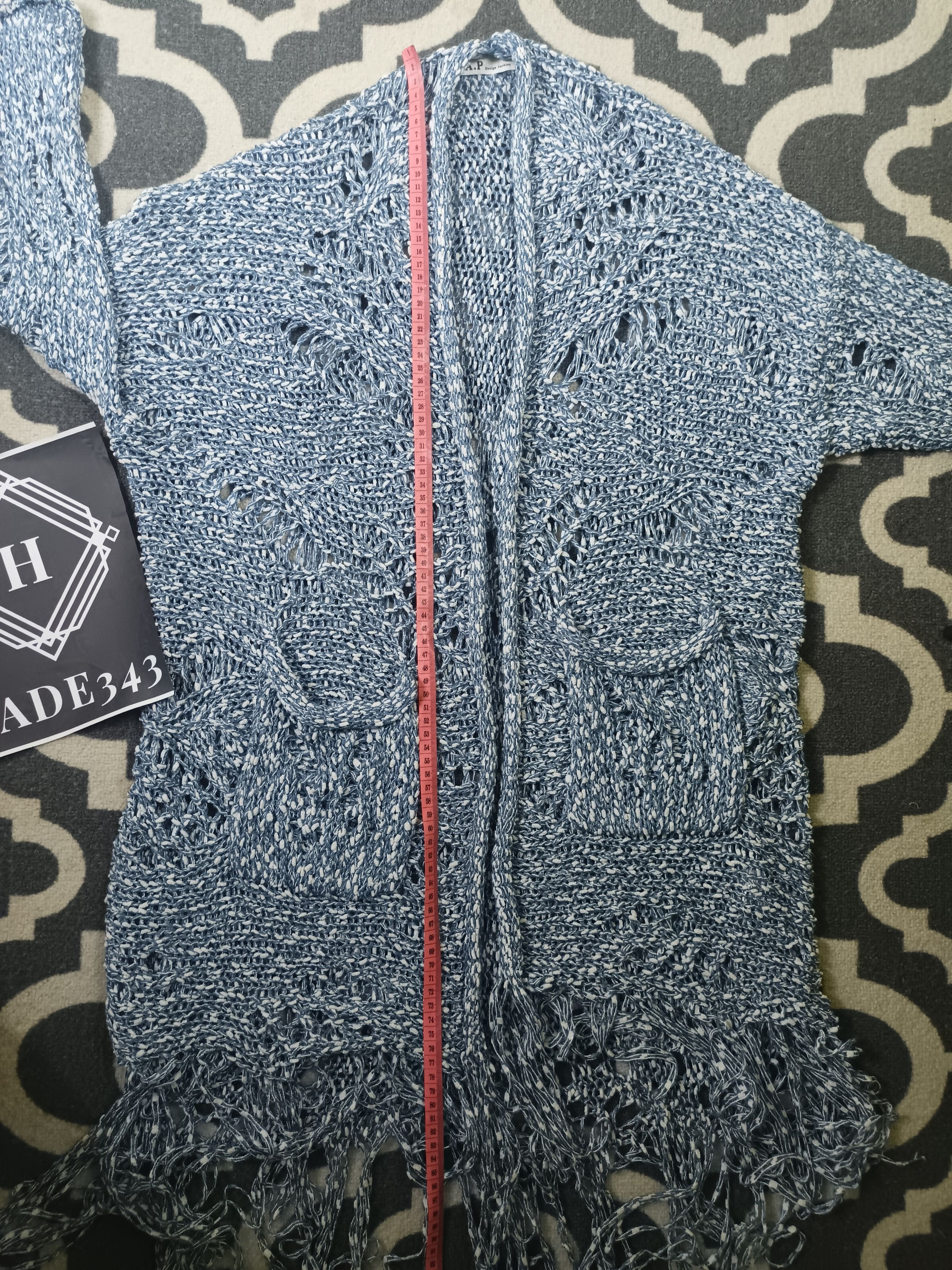Other A.P Design Fashion Distressed Tassel Cable Knit Cardigan Size L / US 10 / IT 46 - 5 Thumbnail