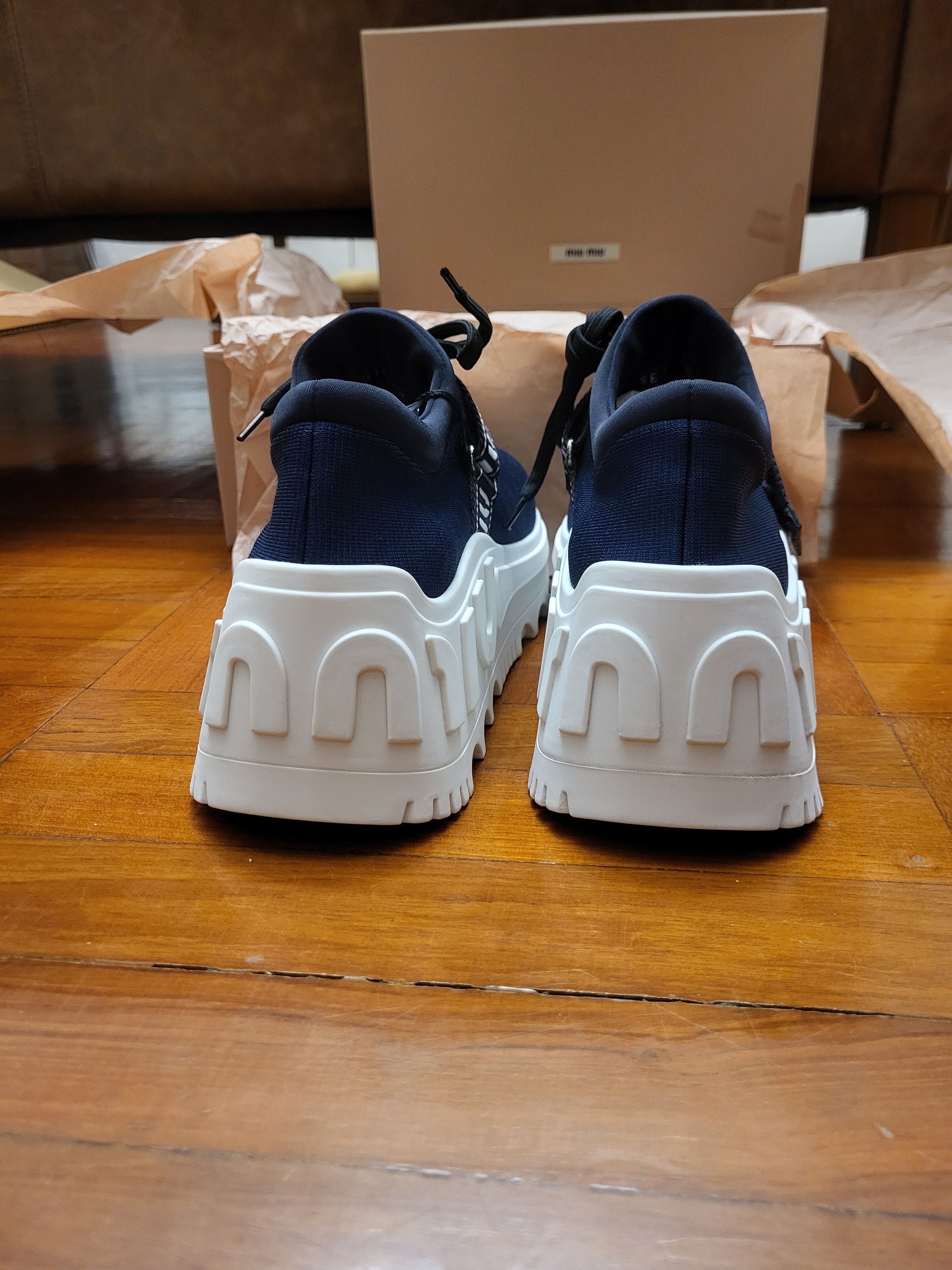Miu Miu Navy Blue Chunky Sole Sneakers EU37 - Women's Designer Shoes Size US 7 / IT 37 - 4 Thumbnail