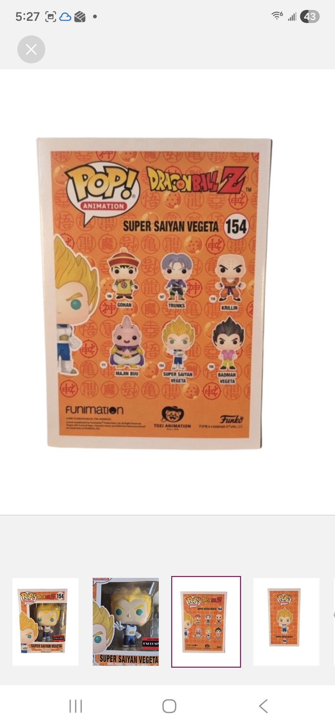 Other Funko × Dragon Ball Z Super S Vegeta Funko Vinyl Figure Size ONE SIZE - 3 Thumbnail