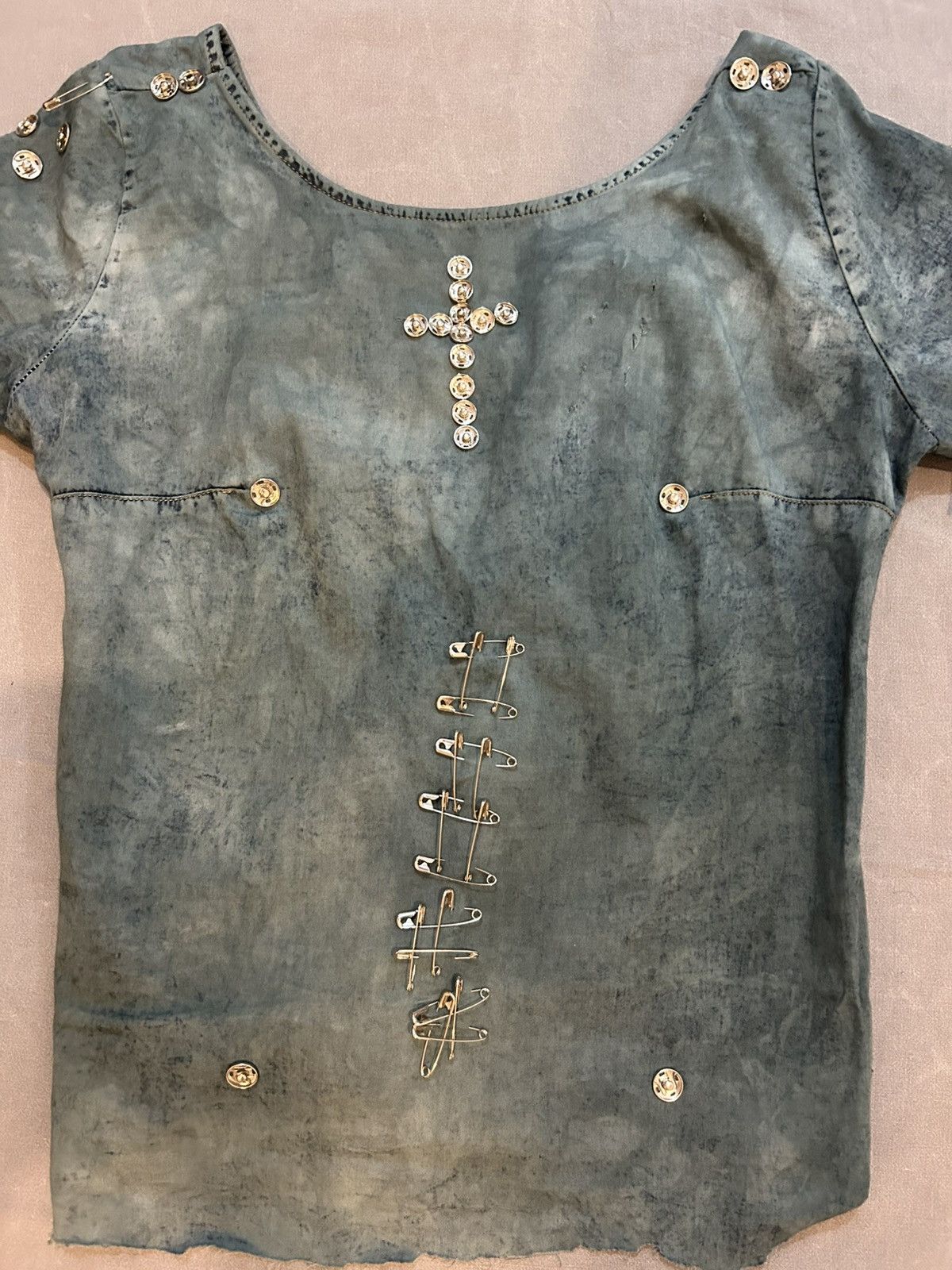 Other Grunge Distressed Studded Zip T-Shirt Size US XS / EU 42 / 0 - 3 Thumbnail
