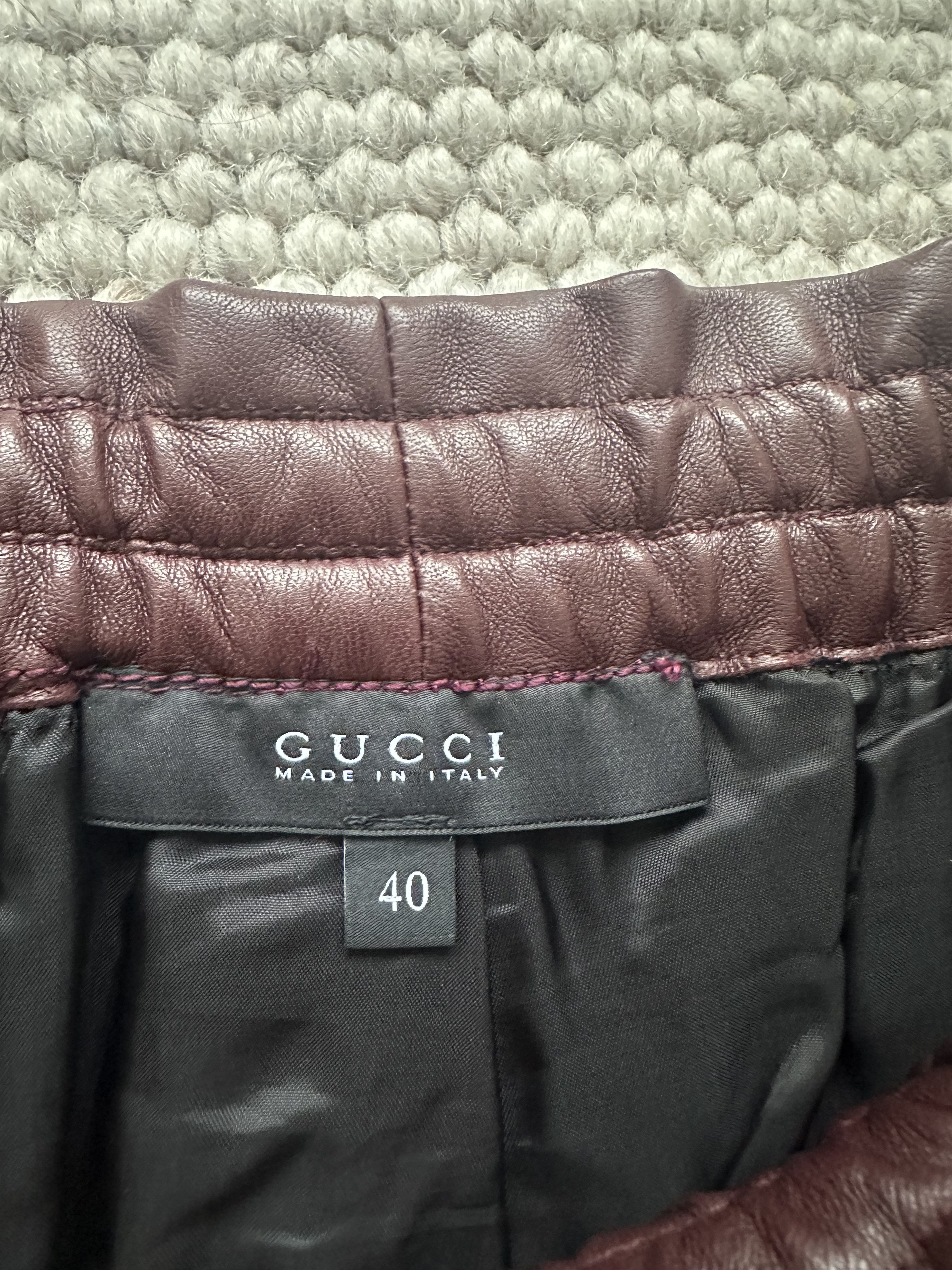 Gucci GUCCI lined burgundy / maroon brown soft leather pants Size 27" / US 4 / IT 40 - 9 Thumbnail