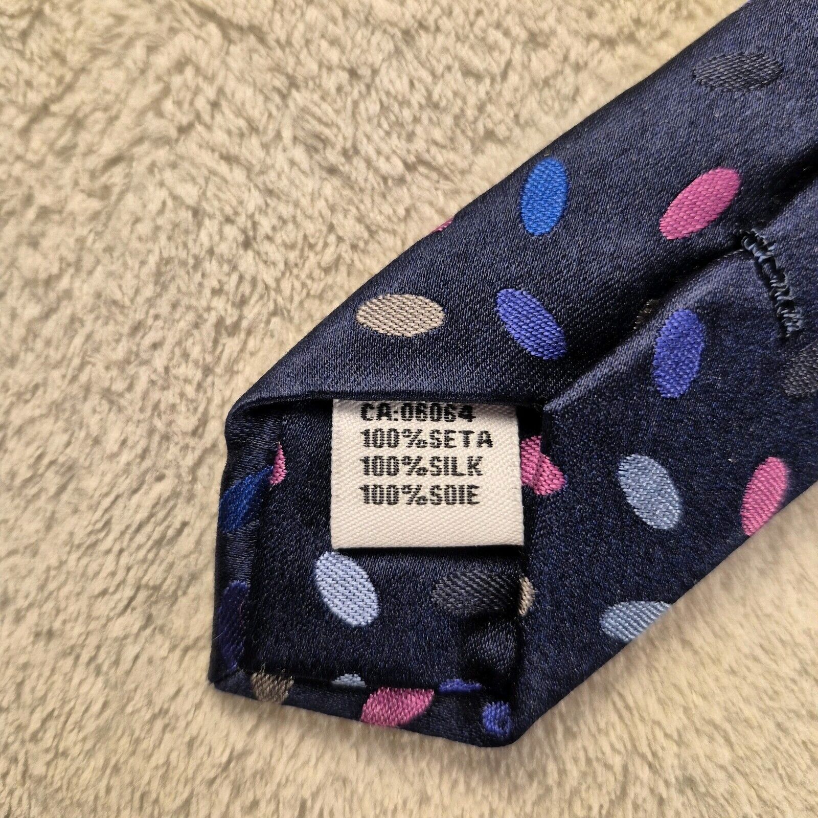 BUGATCHI Bugatchi Repp Stripe Silk Necktie Italian Blue Pink Tie Size ONE SIZE - 4 Thumbnail