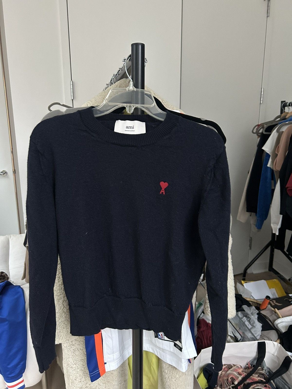 AMI Navy Ami Paris Heart Logo Sweater Size US XS / EU 42 / 0 - 1 Thumbnail