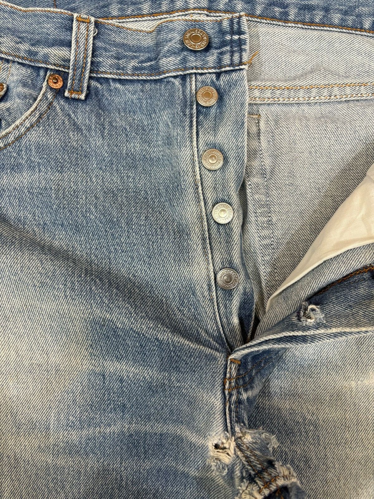 Levi's Vintage 90s Levis 501 Mud Wash Distressed Loose Jeans Size US 32 / EU 48 - 3 Thumbnail