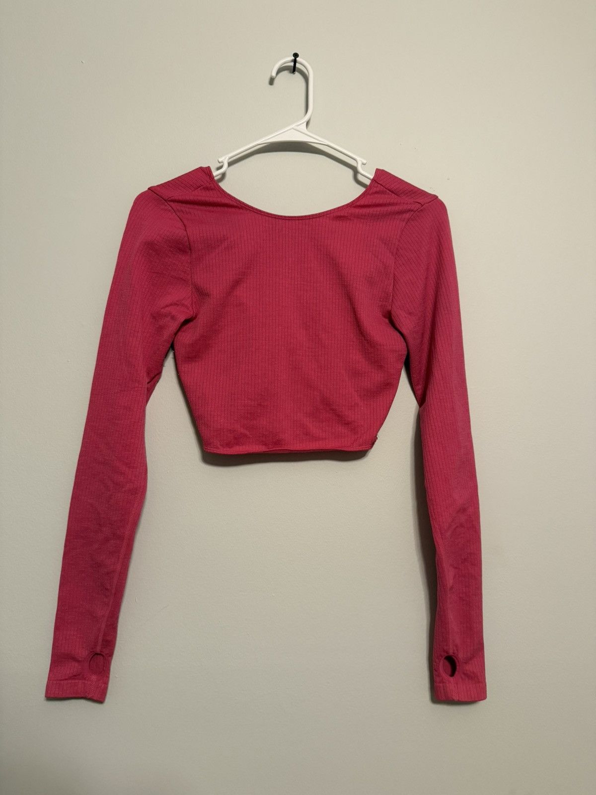 Other Joy Lab Twist-Front Ribbed Long Sleeve Crop Top - Hot Pink Size S / US 4 / IT 40 - 6 Thumbnail