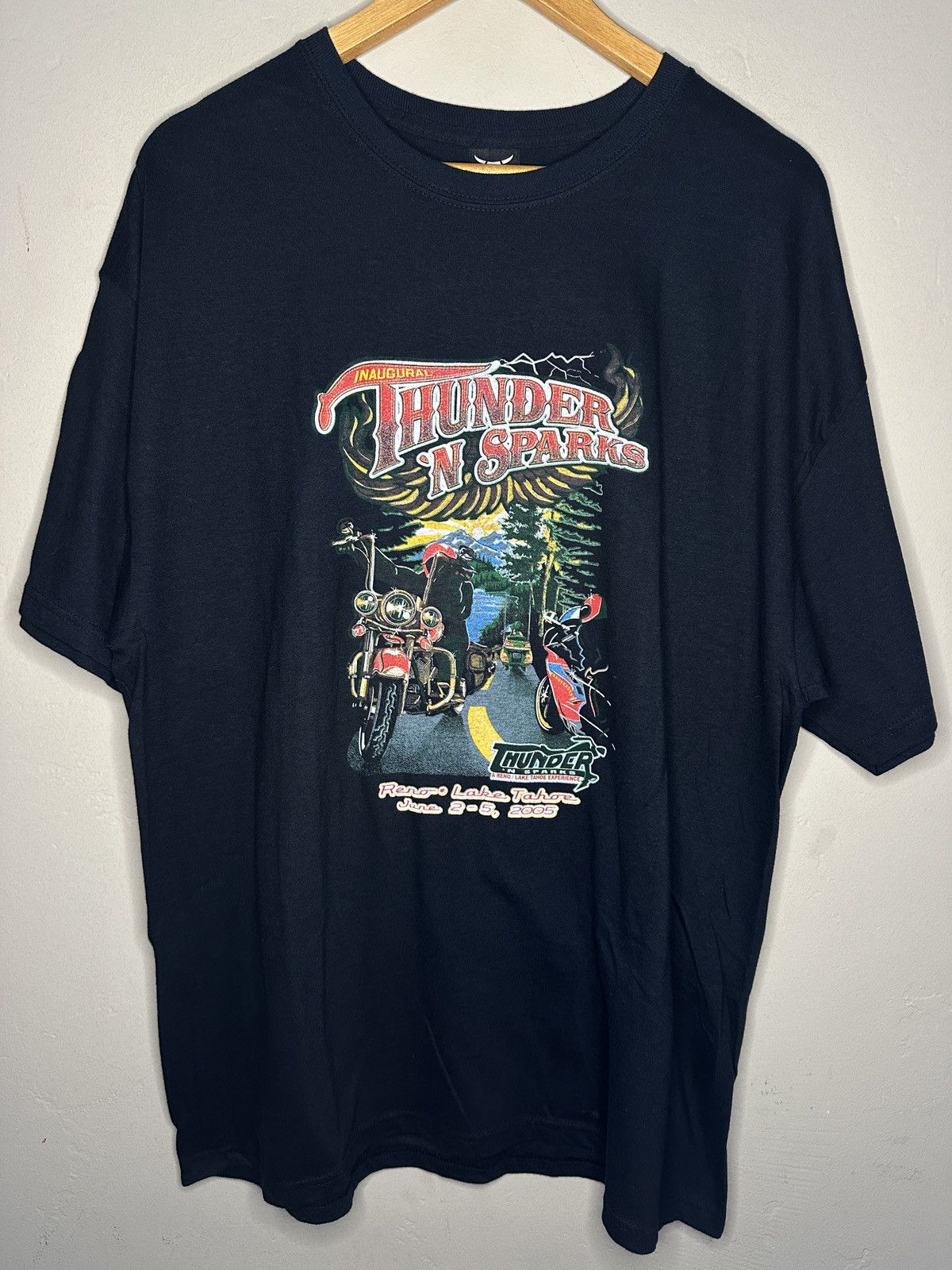 Vintage *RARE* Vintage Thunder N Sparks Biker Rally Lake Tahoe Shirt Size US XL / EU 56 / 4 - 1 Thumbnail