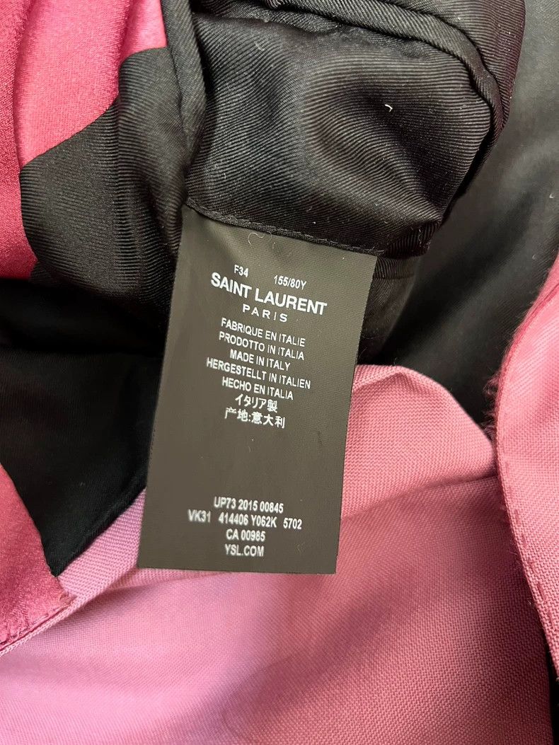 Saint Laurent Paris Saint Laurent Paris Pink satin sword collar wool smoking s Size XXS / US 00 / IT 34 - 5 Thumbnail