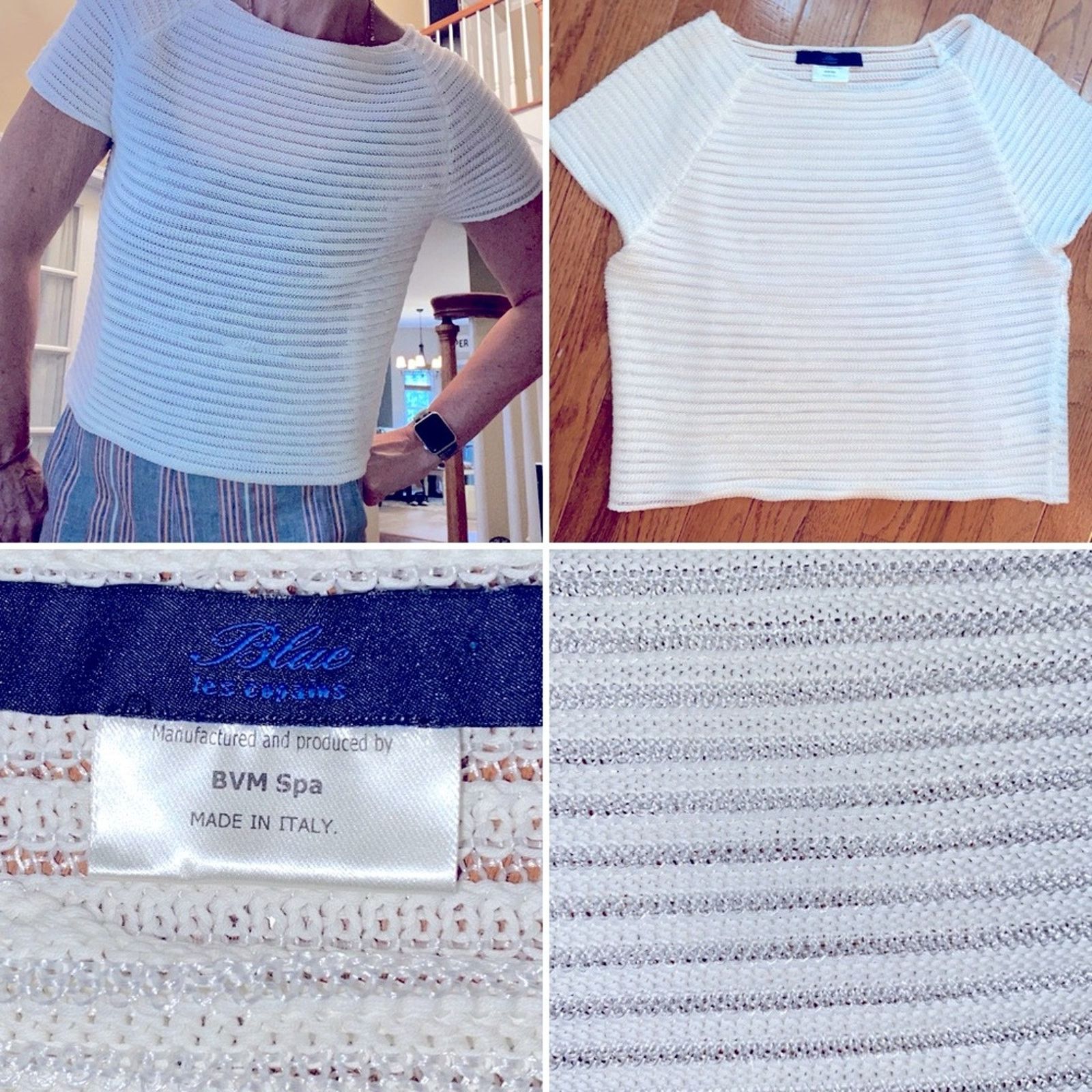 Les Copains LES COPAINS Designer Italian Mesh Boxy Knit Sweater S IT40 Size S / US 4 / IT 40 - 1 Thumbnail