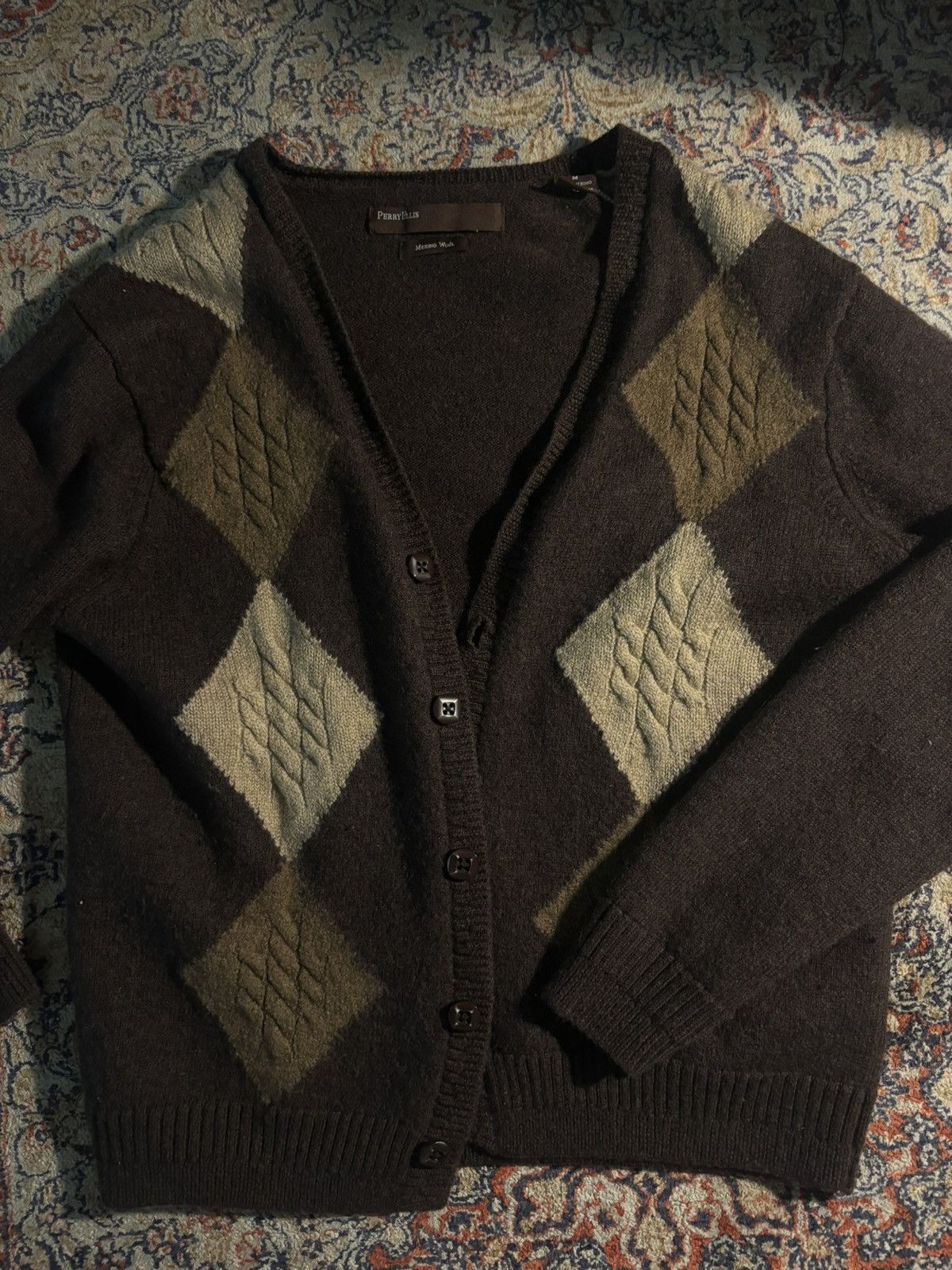 Perry Ellis Perry Ellis Merino Wool Cardigan Size M / US 6-8 / IT 42-44 - 1 Thumbnail