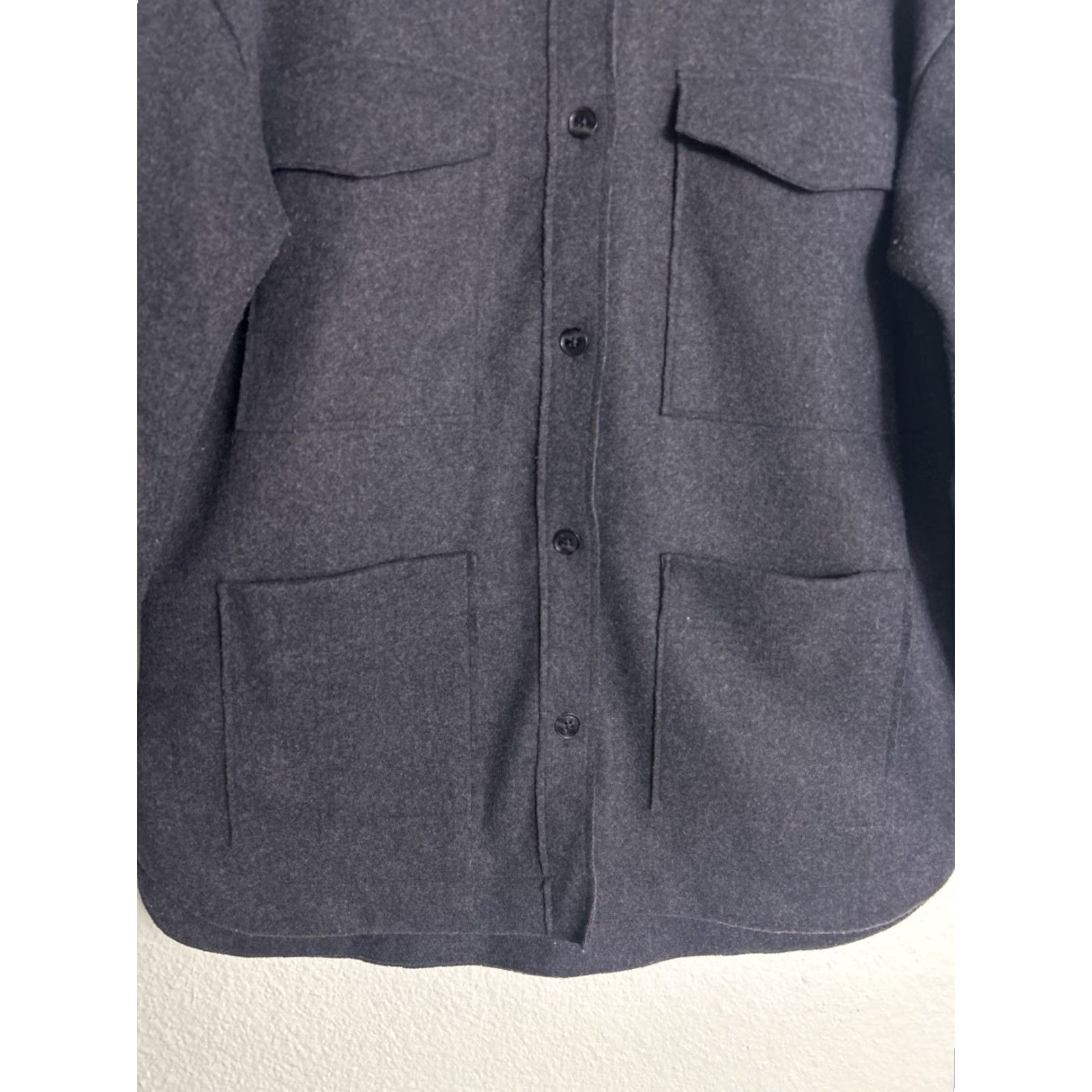 Banana Republic VINTAGE Banana Republic Womens Medium Button Up Over Coat Polyester Charcoal Size M / US 6-8 / IT 42-44 - 5 Thumbnail