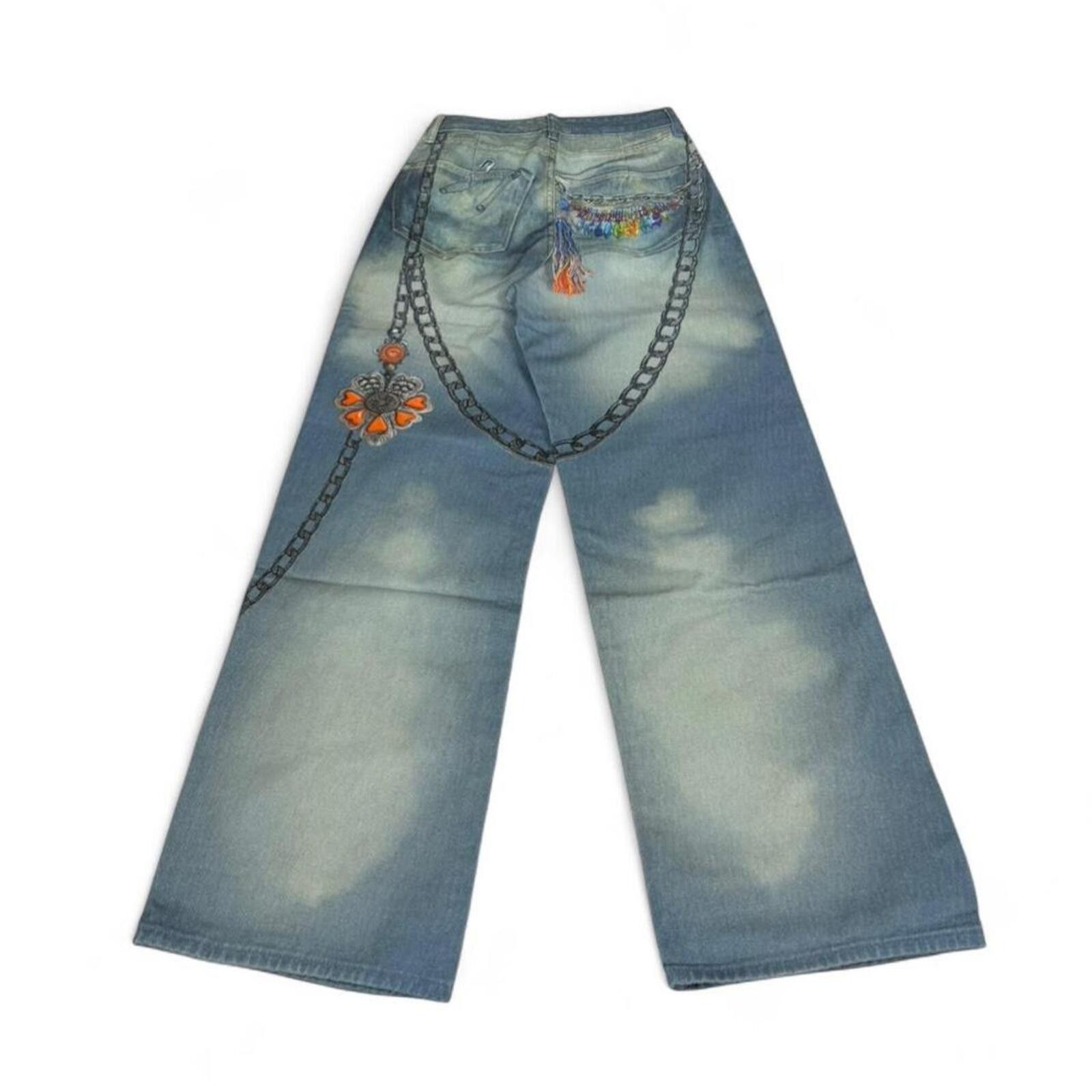 True Religion Blue denim jeans with chain and key details printed design Size 27" / US 4 / IT 40 - 5 Thumbnail