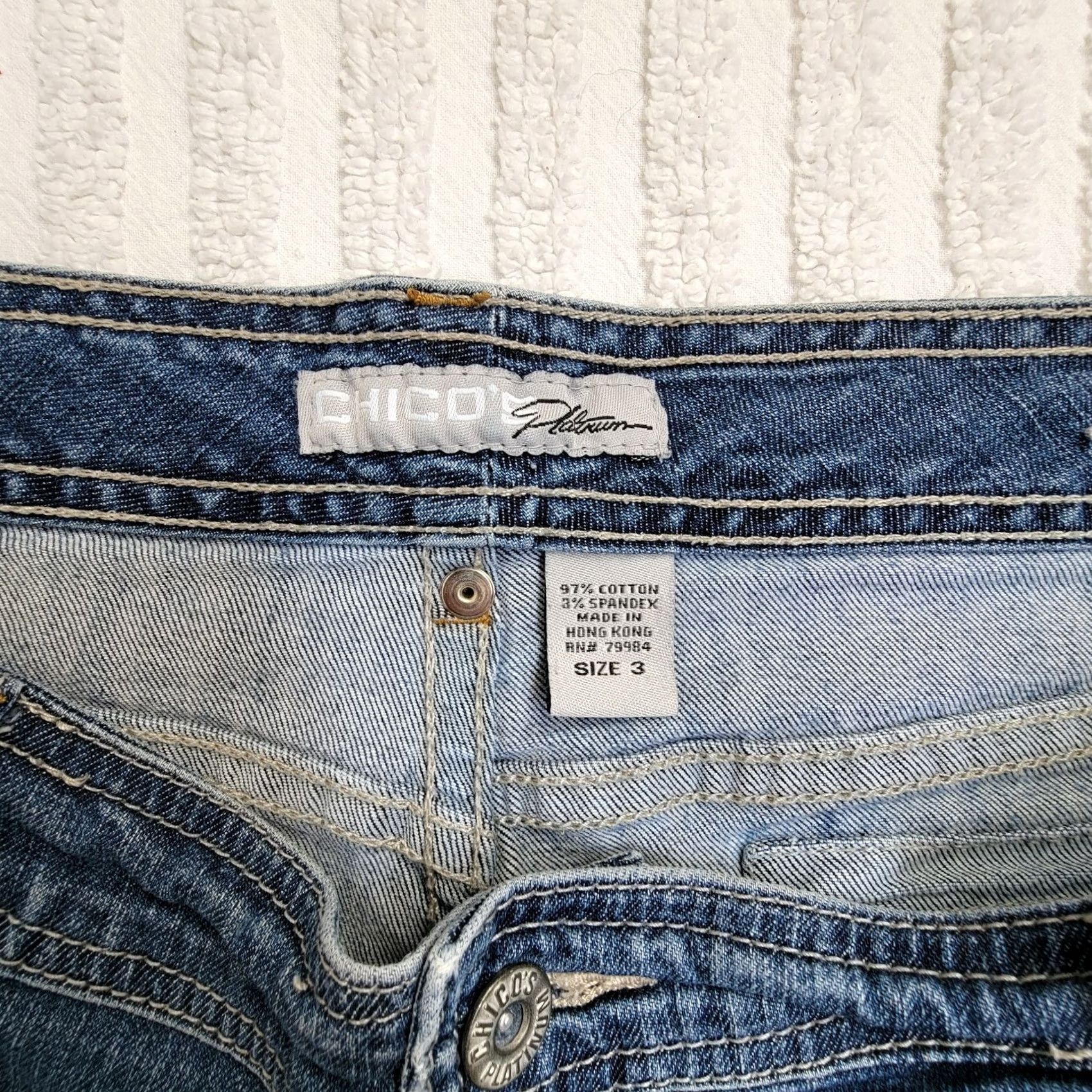 Vintage Chico's Platinum Womens High Rise Denim Wide-Leg Cargo Jeans Size 3 Blue Stretch Size 26" / US 2 / IT 38 - 3 Thumbnail
