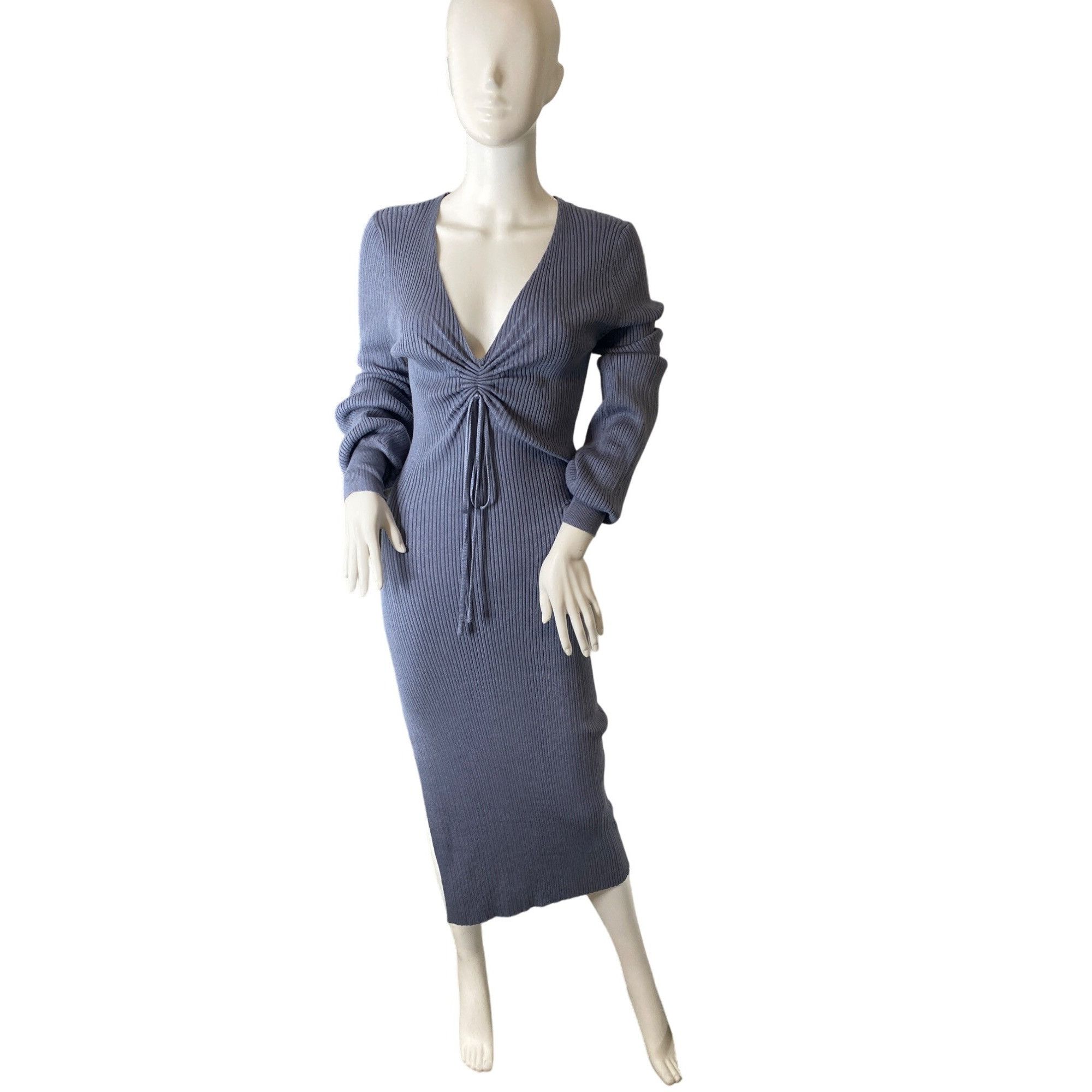 Other MABLE WOMEN'S STEEL GRAY BODYCON MIDI RIBBED SWEATER DRESS S Size L / US 10 / IT 46 - 1 Thumbnail
