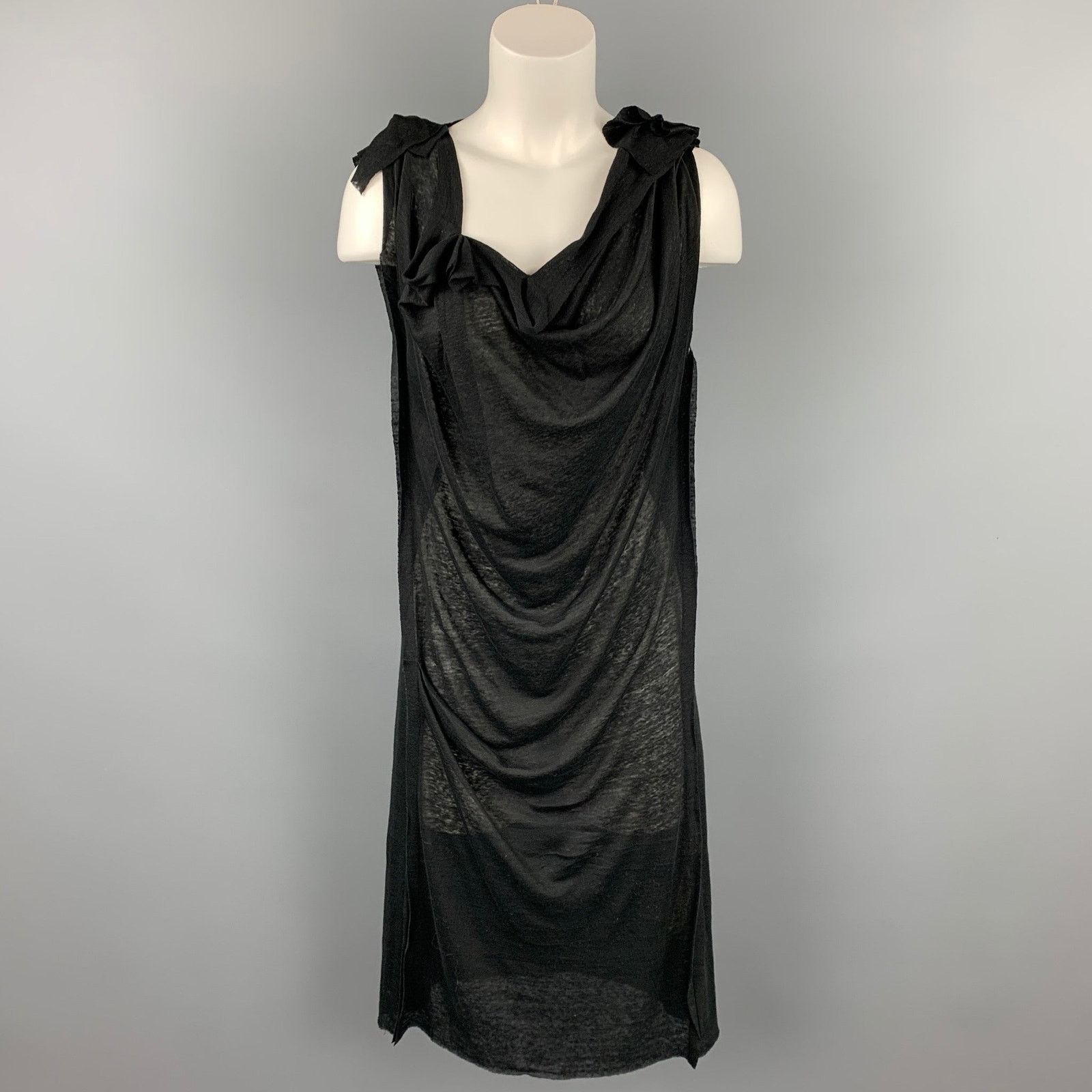 Forme 33204322896 FORME 3’3204322896 Size S Black Jersey Linen Shift Dress Size S / US 4 / IT 40 - 1 Thumbnail