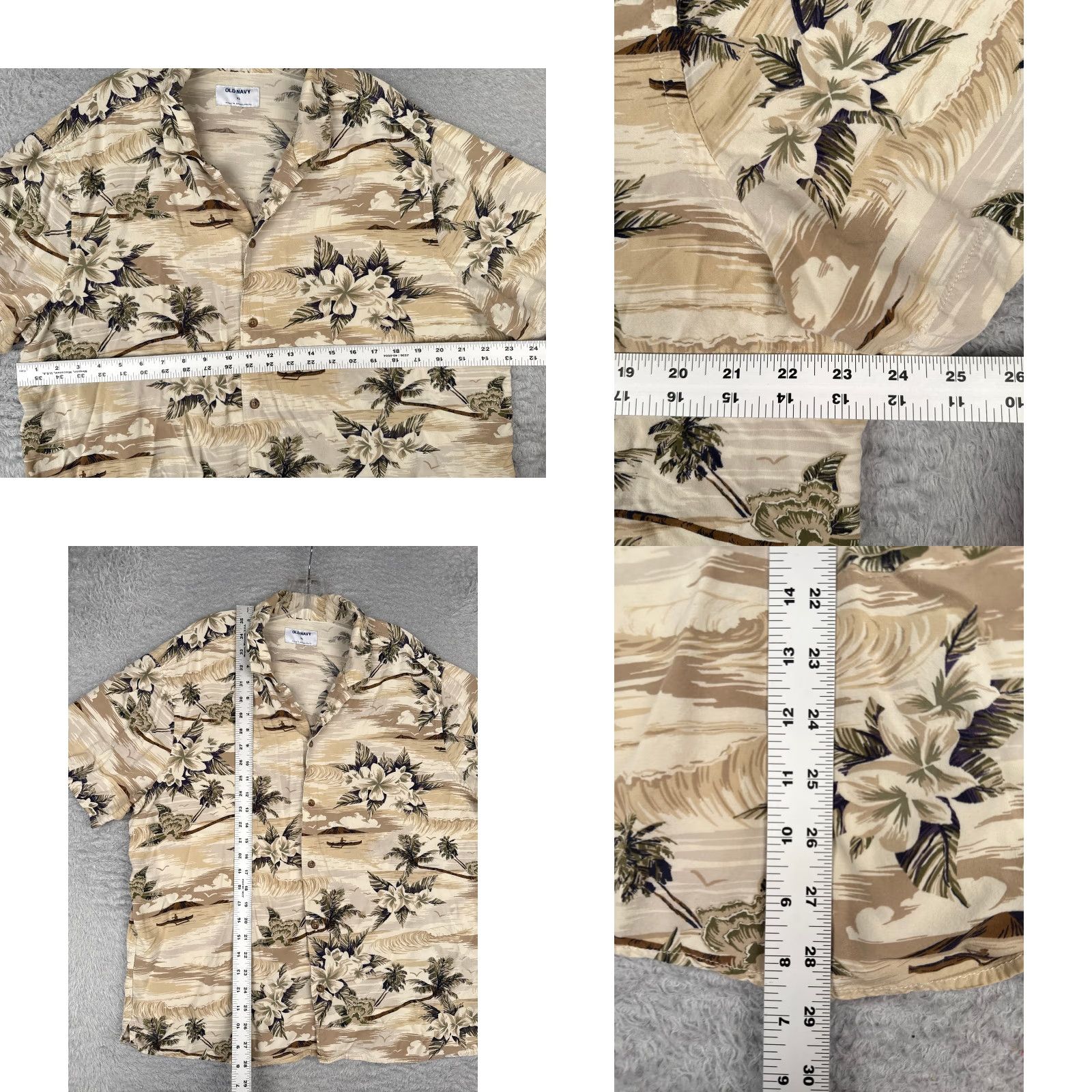 Old Navy VINTAGE Old Navy Shirt Men Extra Large Beige Floral Palm Button Up 100% Rayon Hawaiian Size US XL / EU 56 / 4 - 8 Thumbnail