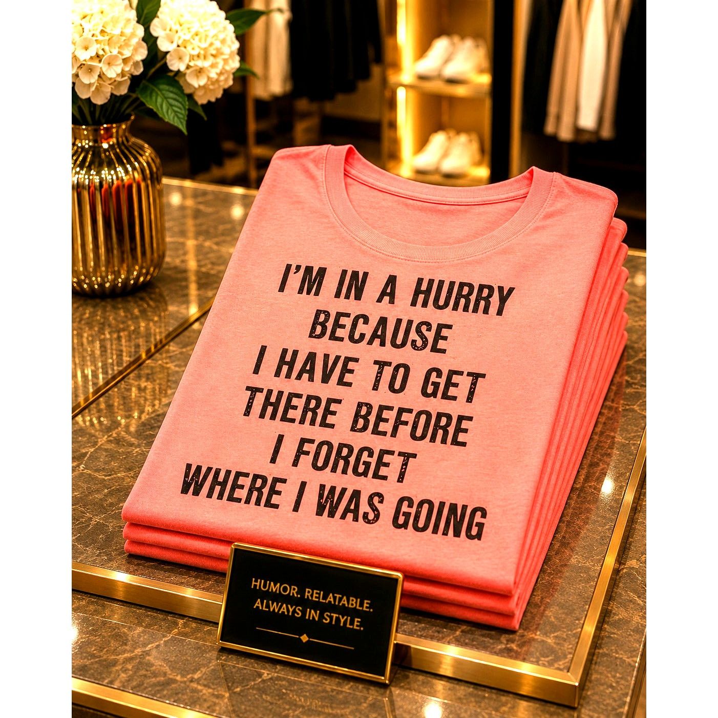 Other I'm In A Hurry Forgetful Funny T-Shirt Coral size XL 12 Size XL / US 12-14 / IT 48-50 - 1 Thumbnail