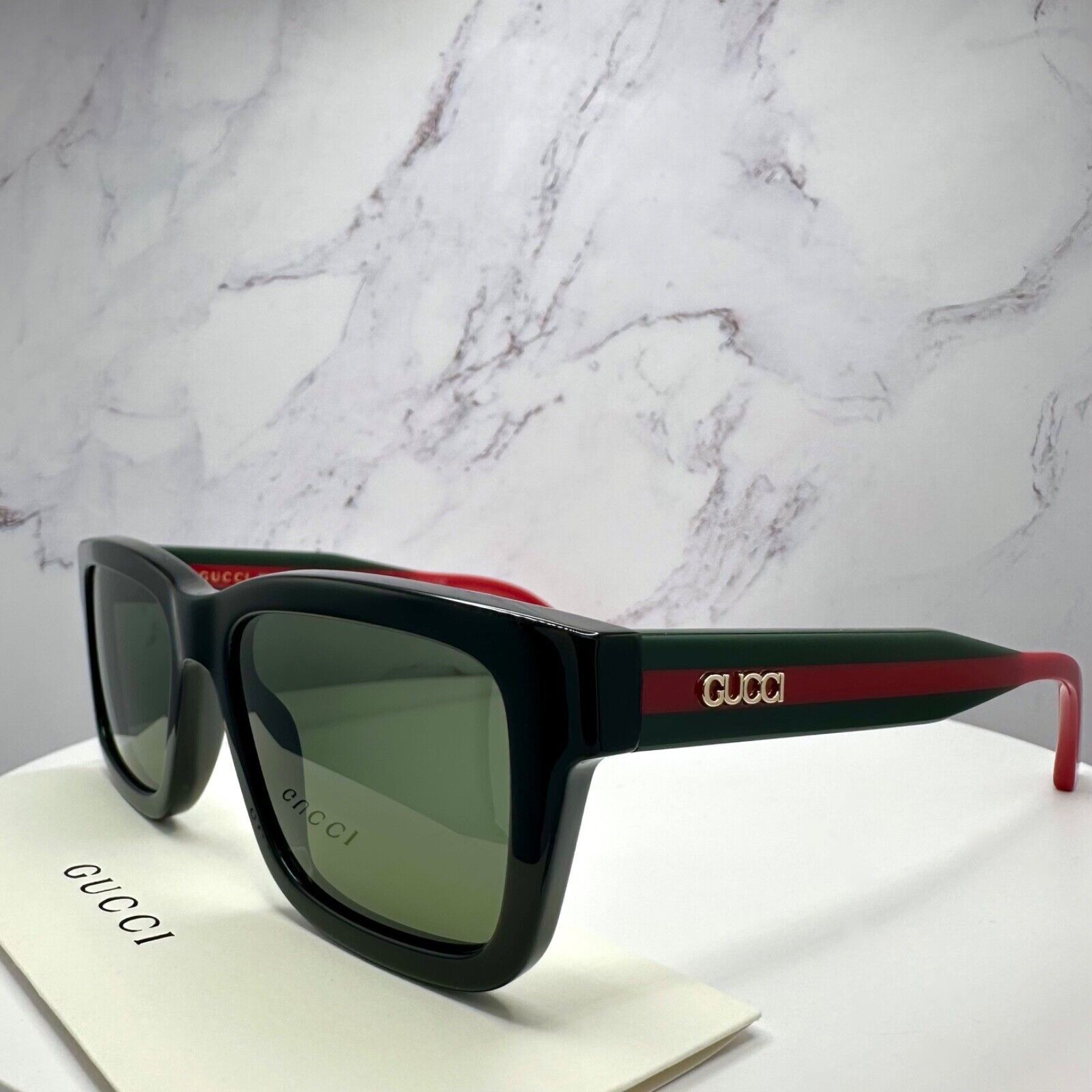Gucci New GUCCI Sunglasses Black Gold 3D Metal Logo Square Size ONE SIZE - 6 Thumbnail