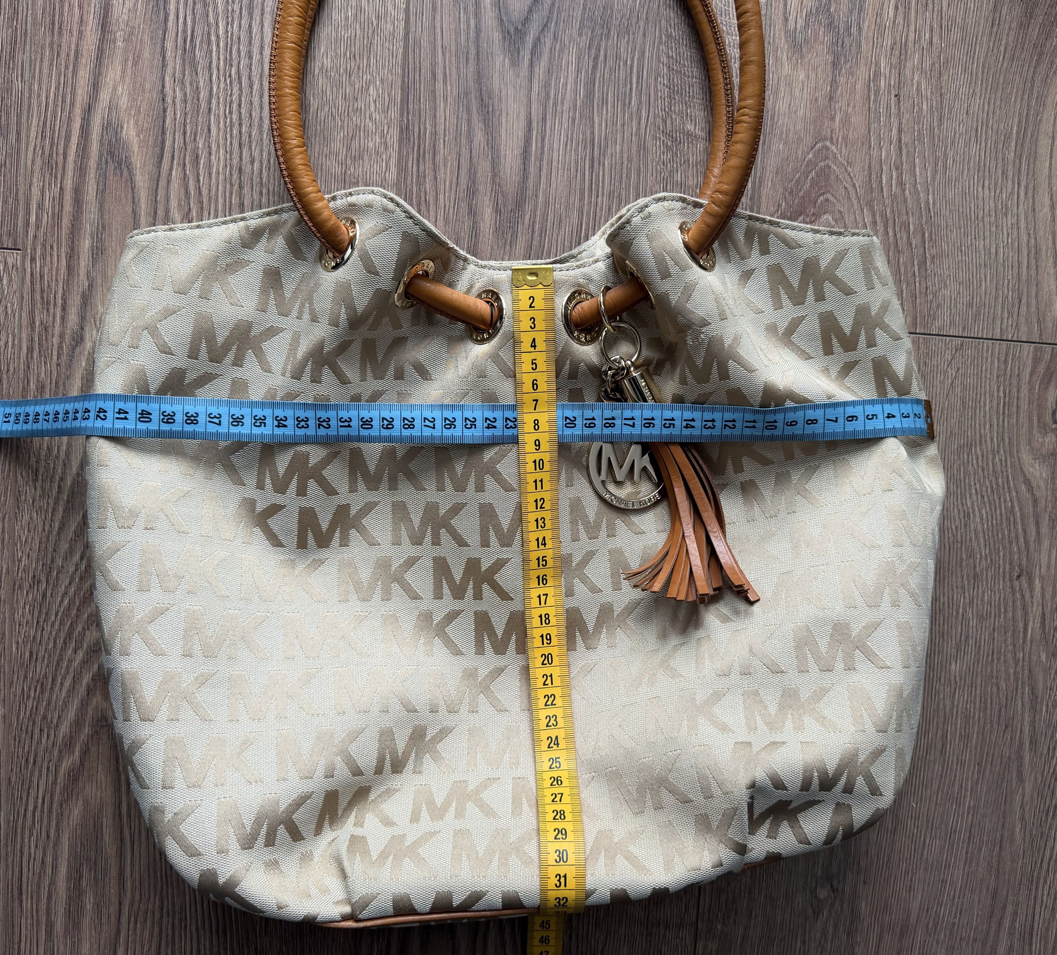Michael Kors MICHAEL KORS Gold MK Logo Monogram Ring Tote Shoulder Bag Size ONE SIZE - 19 Thumbnail