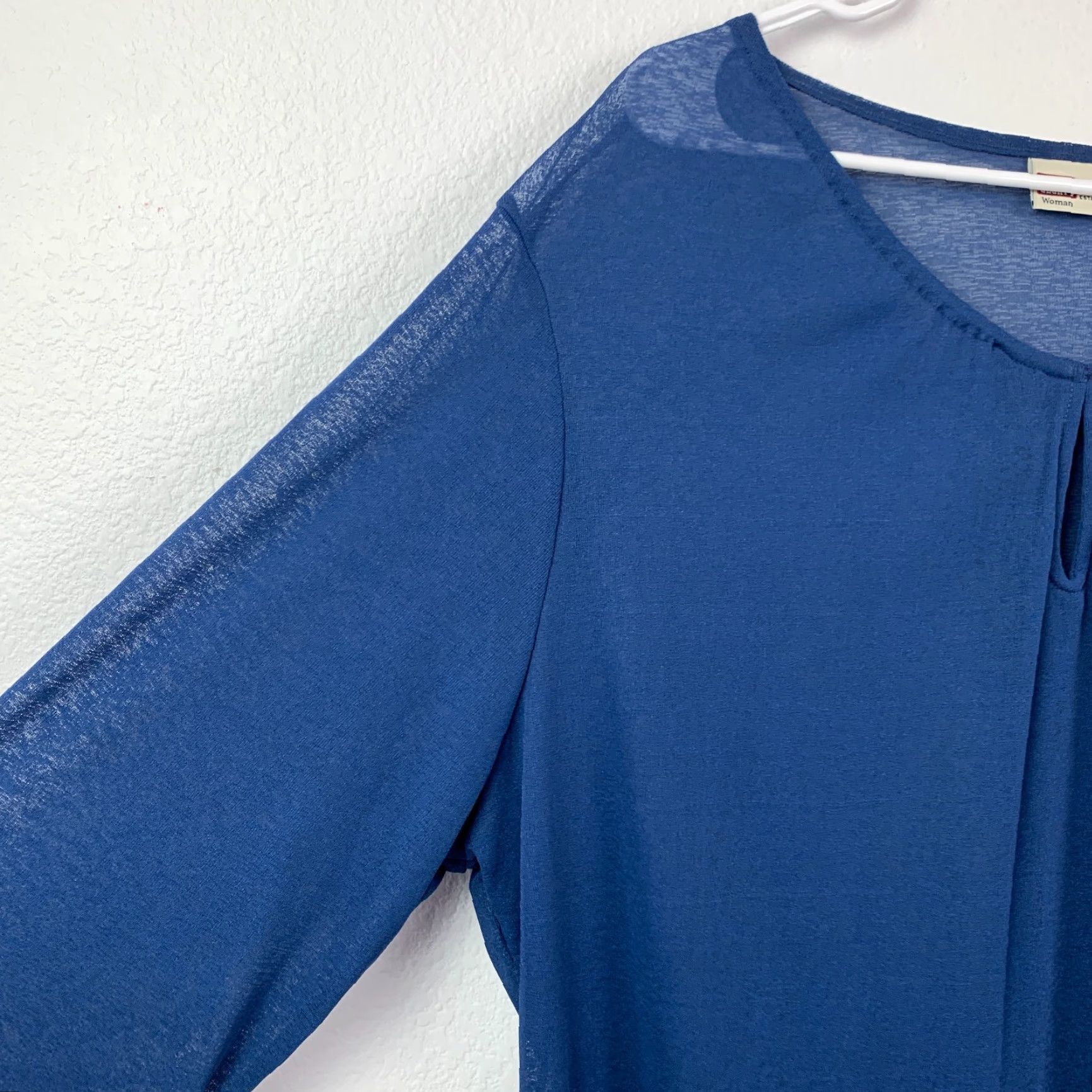 Faded Glory VINTAGE Faded Glory Boho Loose Keyhole Blue Shirt Blouse 2XL 48" Chest 24" Casual Long Sleeve Pullover Womens Blouse 90s Size XXL / US 16-18 / IT 52-54 - 2 Thumbnail