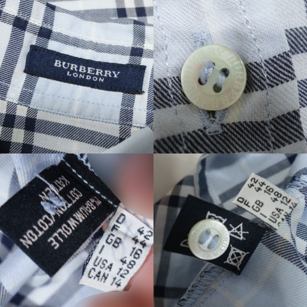 Burberry Blue Nova Check 3/4 Sleeve Logo Shirt Size XL / US 12-14 / IT 48-50 - 7 Thumbnail