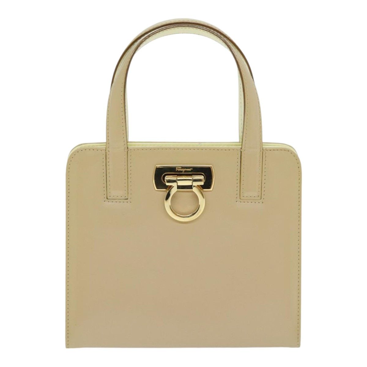 Salvatore Ferragamo Gancini Beige Patent Leather Handbag (Pre-Owned) Size ONE SIZE - 1 Thumbnail