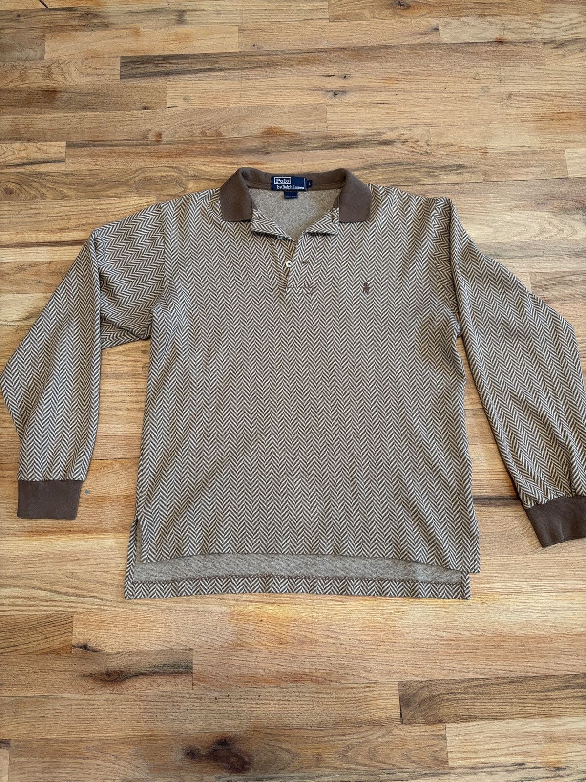 Polo Ralph Lauren Vintage Ralph Lauren Herringbone Long Sleeve Polo Size US M / EU 48-50 / 2 - 1 Thumbnail
