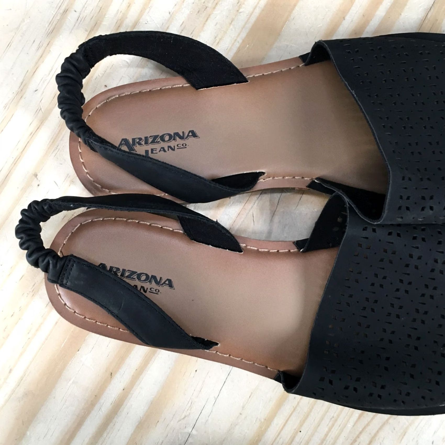 Vintage Arizona Jeans Co. Cutout Slingback Sandals Womens 11 Comfort Open Toe Black Shoes Size 32" / US 10 / IT 46 - 5 Thumbnail