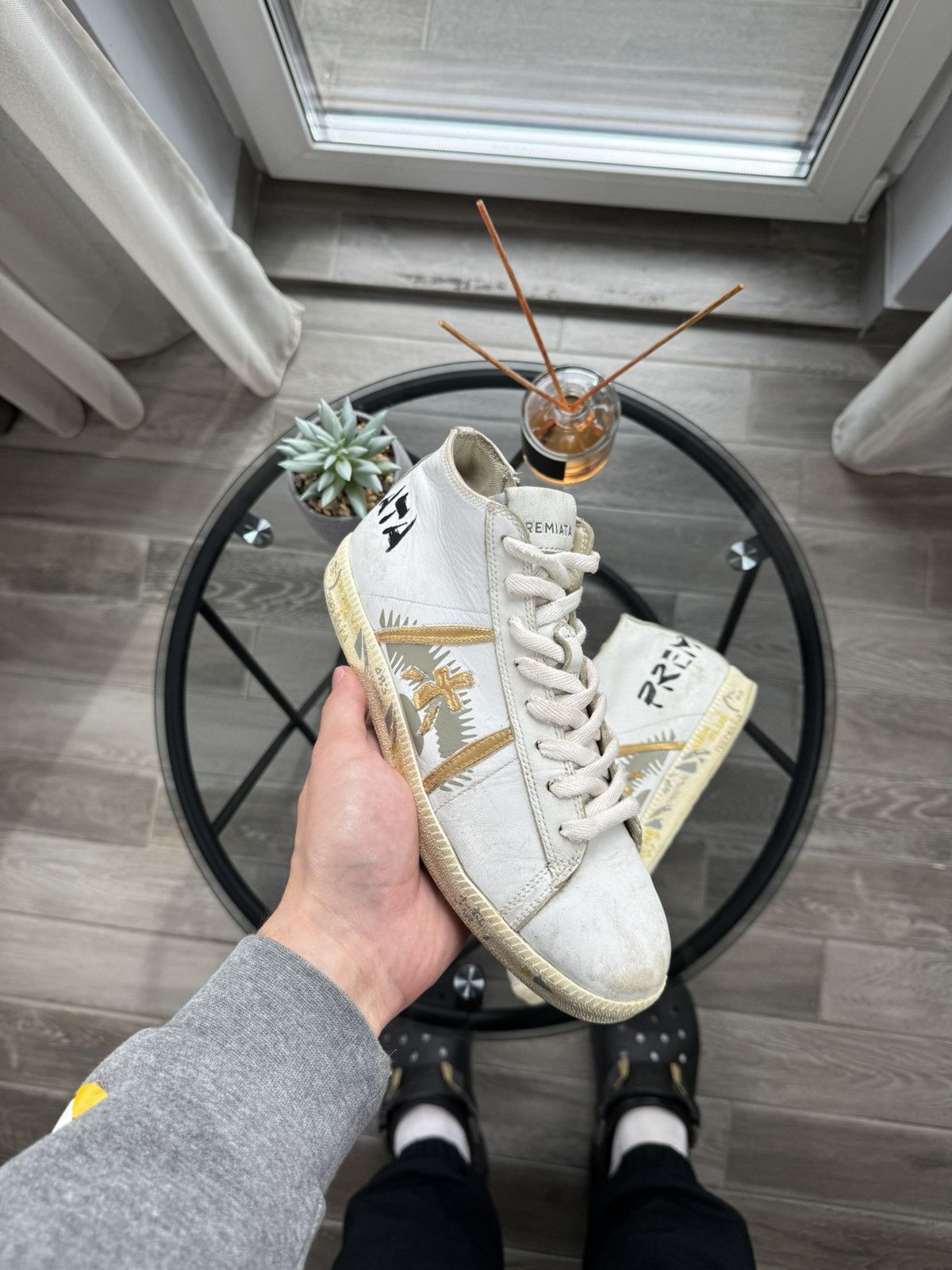 Premiata Premiata Hi-Top Sneakers White Gold Hype Size US 6.5 / IT 36.5 - 3 Thumbnail