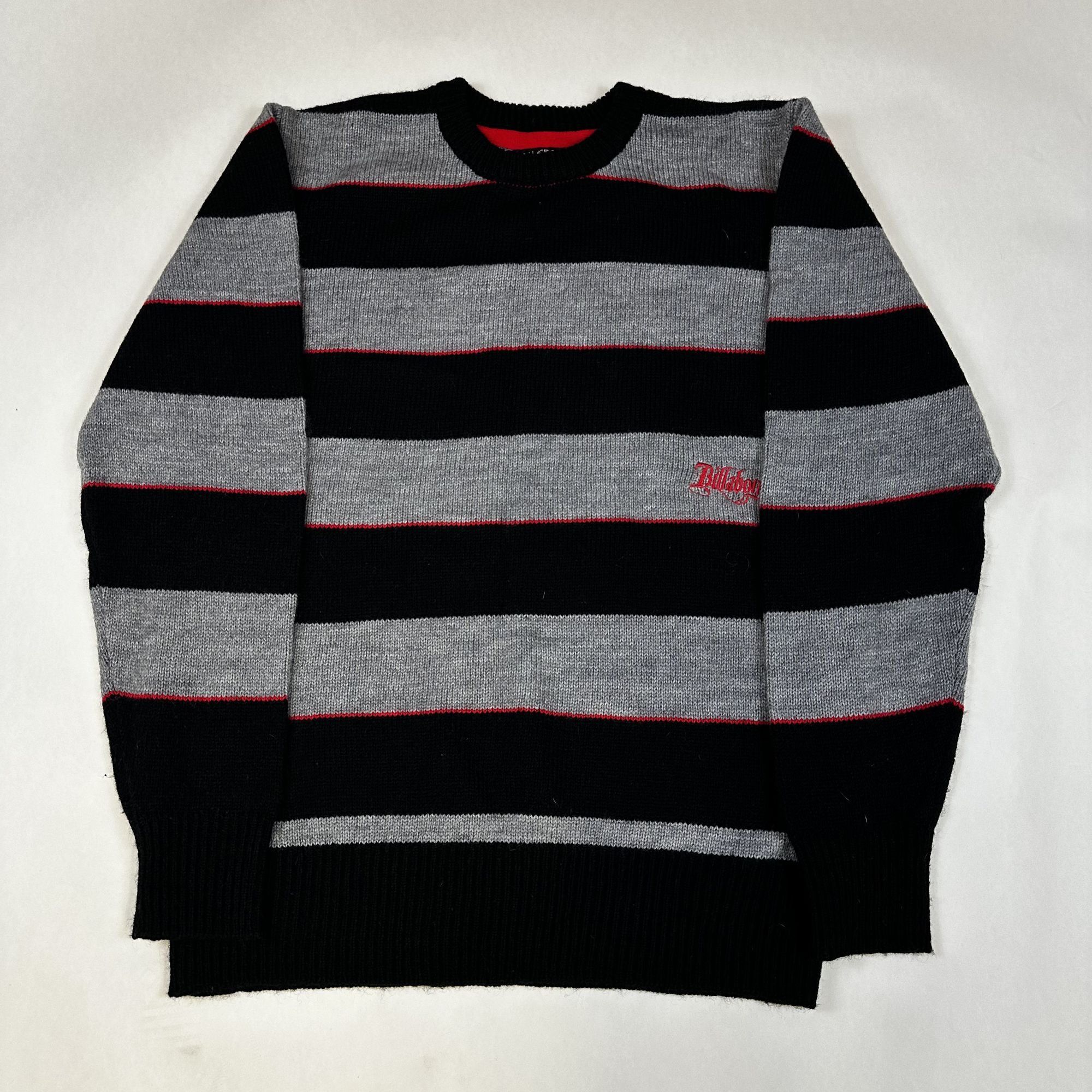 Billabong Billabong Mens Striped Sweater Crewneck Black/Grey/Red Wool Size US L / EU 52-54 / 3 - 1 Thumbnail