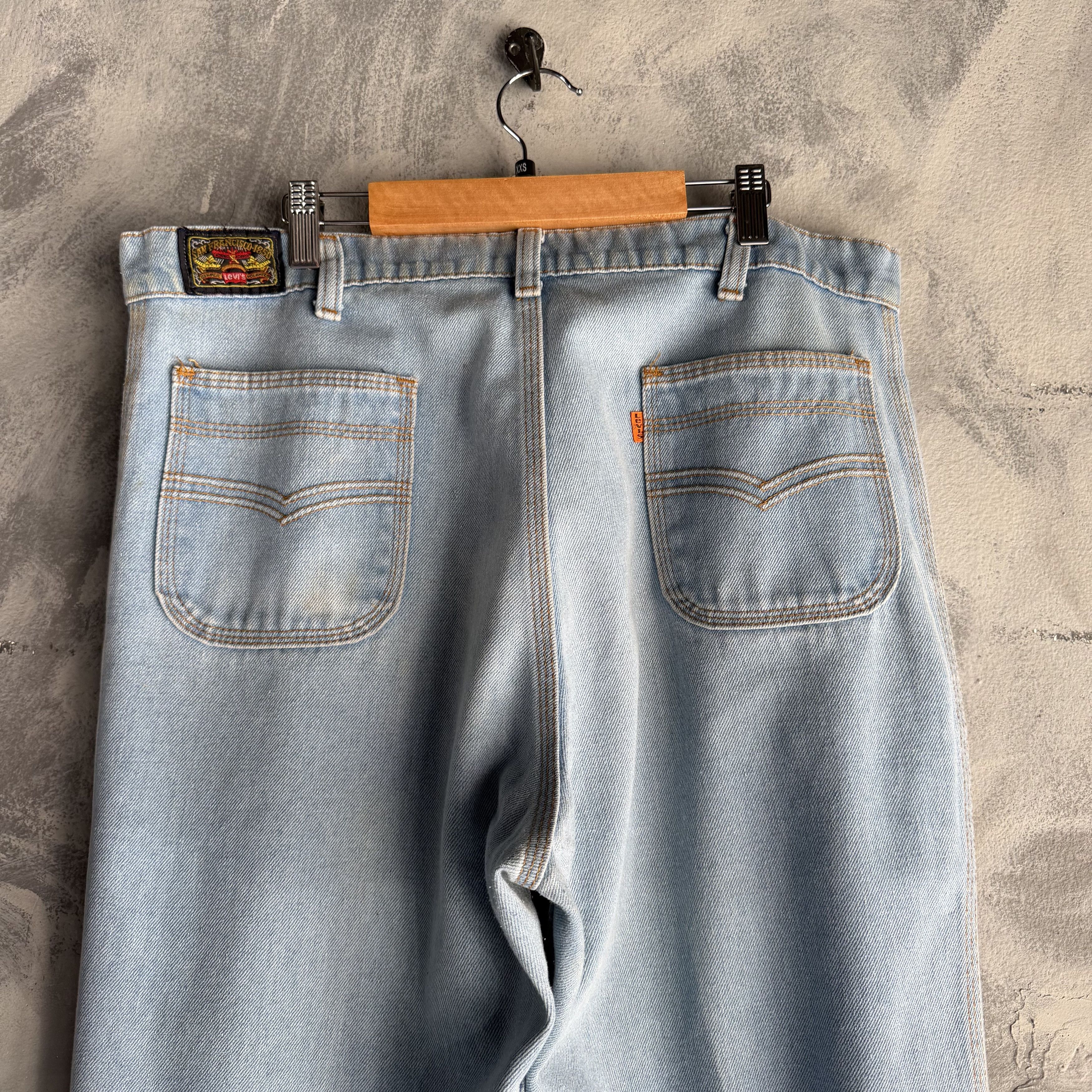 Levi's Vtg Levi’s Jeans Light Wash Orange Tab Flares 70s Bell Size US 34 / EU 50 - 2 Thumbnail
