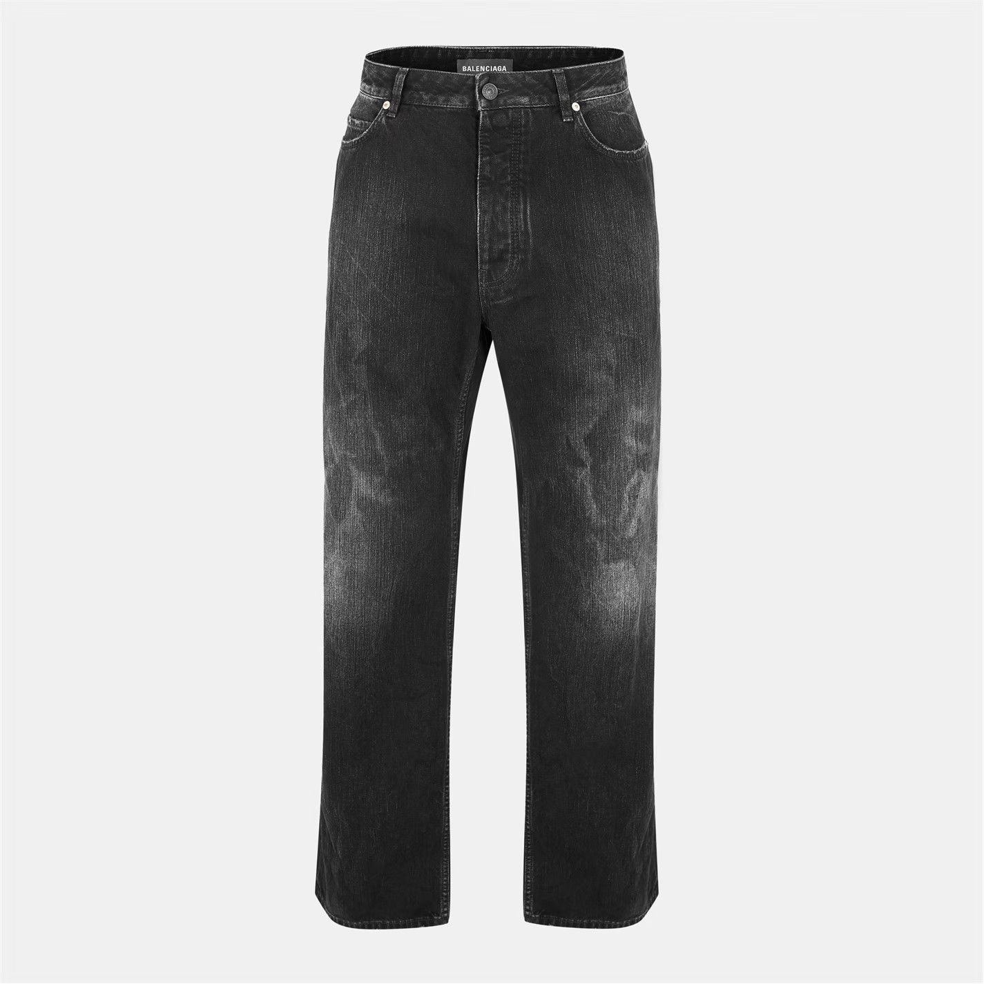 Balenciaga o1g2r1mq0226 Bal Distress Distressed Wide Leg Jeans Black Size US 30 / EU 46 - 1 Thumbnail